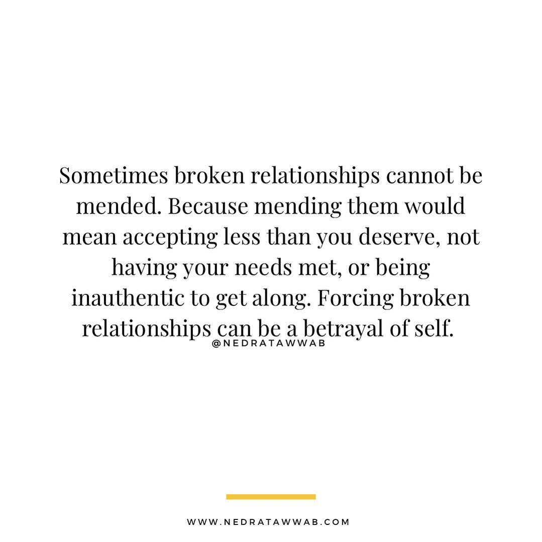 Self-betrayal is engaging in behaviors and interaction that don't feel good to you.

Pushing yourself to be in a relationship that doesn't feel good for you may impact your mental and emotional health. 

#nedranuggets #setboundariesfindpeace