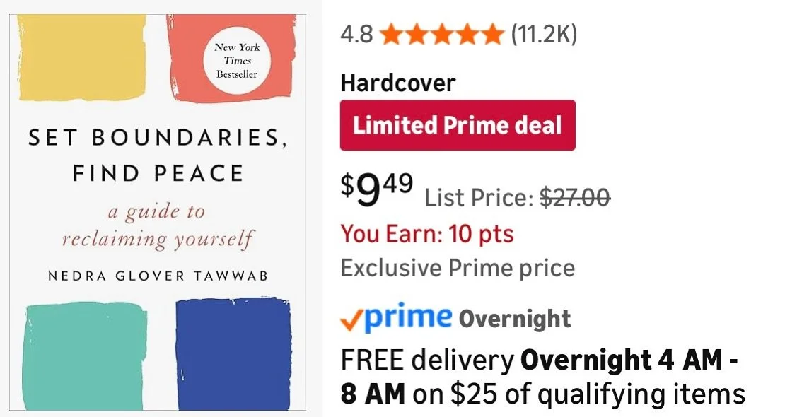SBFP is deeply discounted on Amazon. 

Get a copy or gift one now before the sale ends. 

#setboundariesfindpeace
