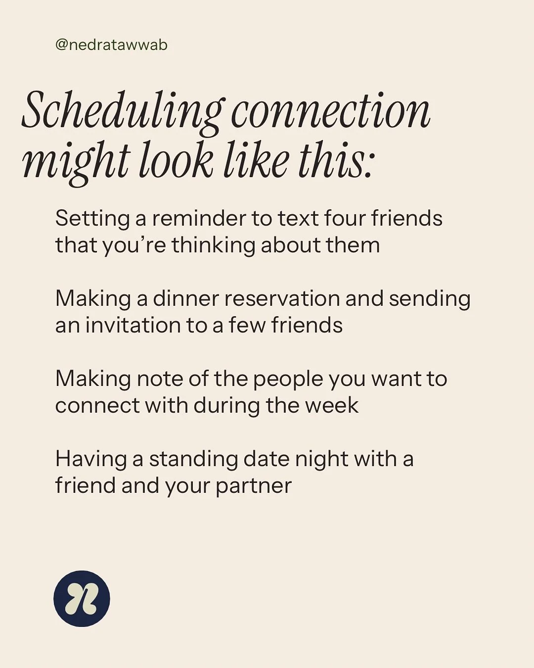 Adulting can make us busy, leaving little room for us to find ways to connect with others. Phones can help us sustain connections, but we need to schedule reminders and meetings in order to make time for others.
How do you schedule maintaining conne