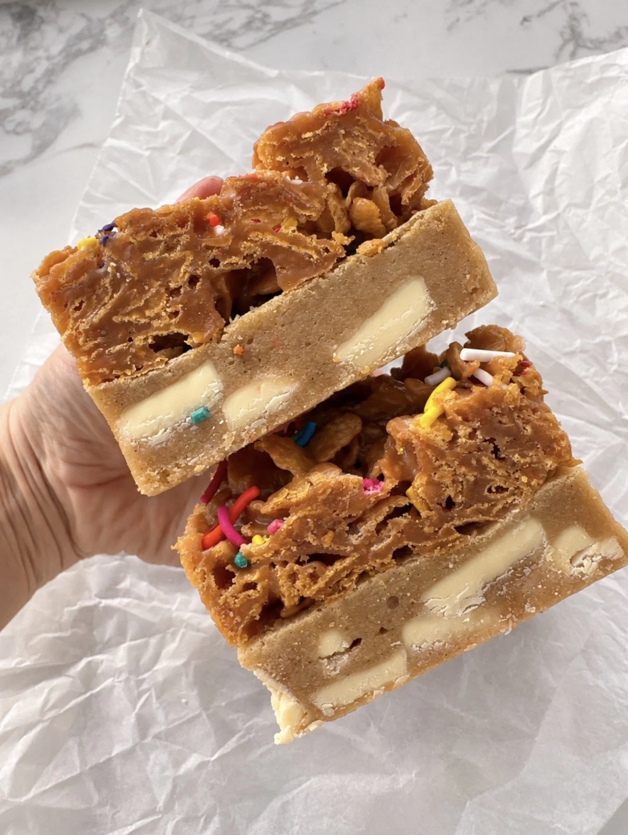 White Chocolate Cornflake Blondie