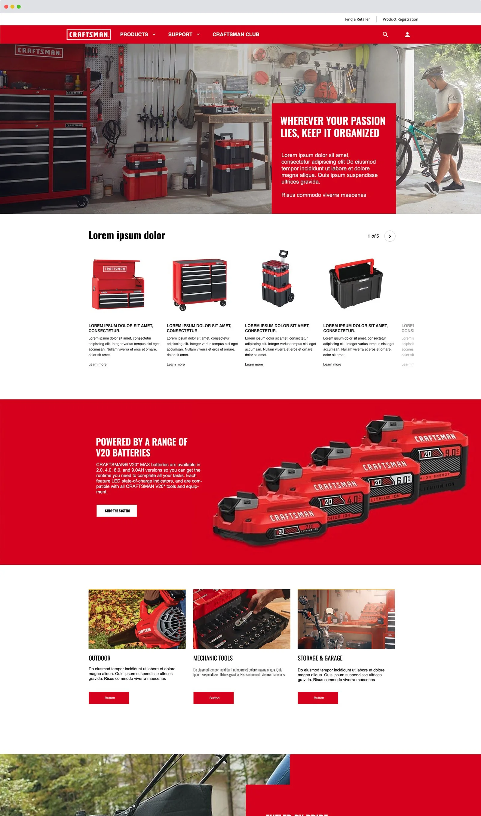 Screenshot of the Craftsman website