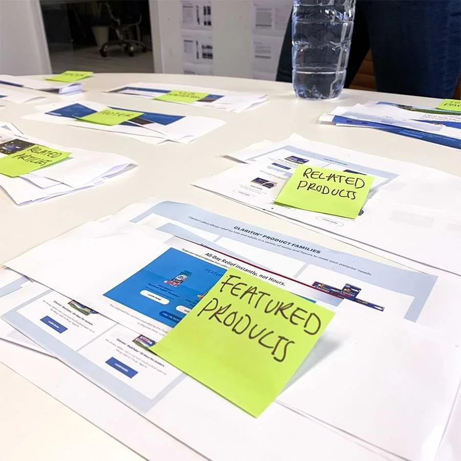 Cut outs of UI patterns with label saying featured products