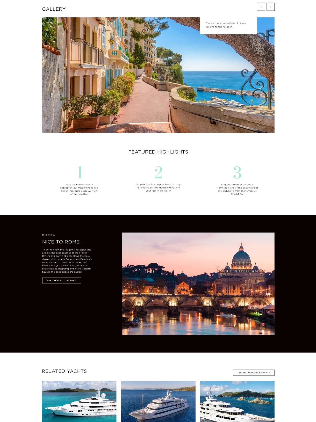 Screenshot of Destination page