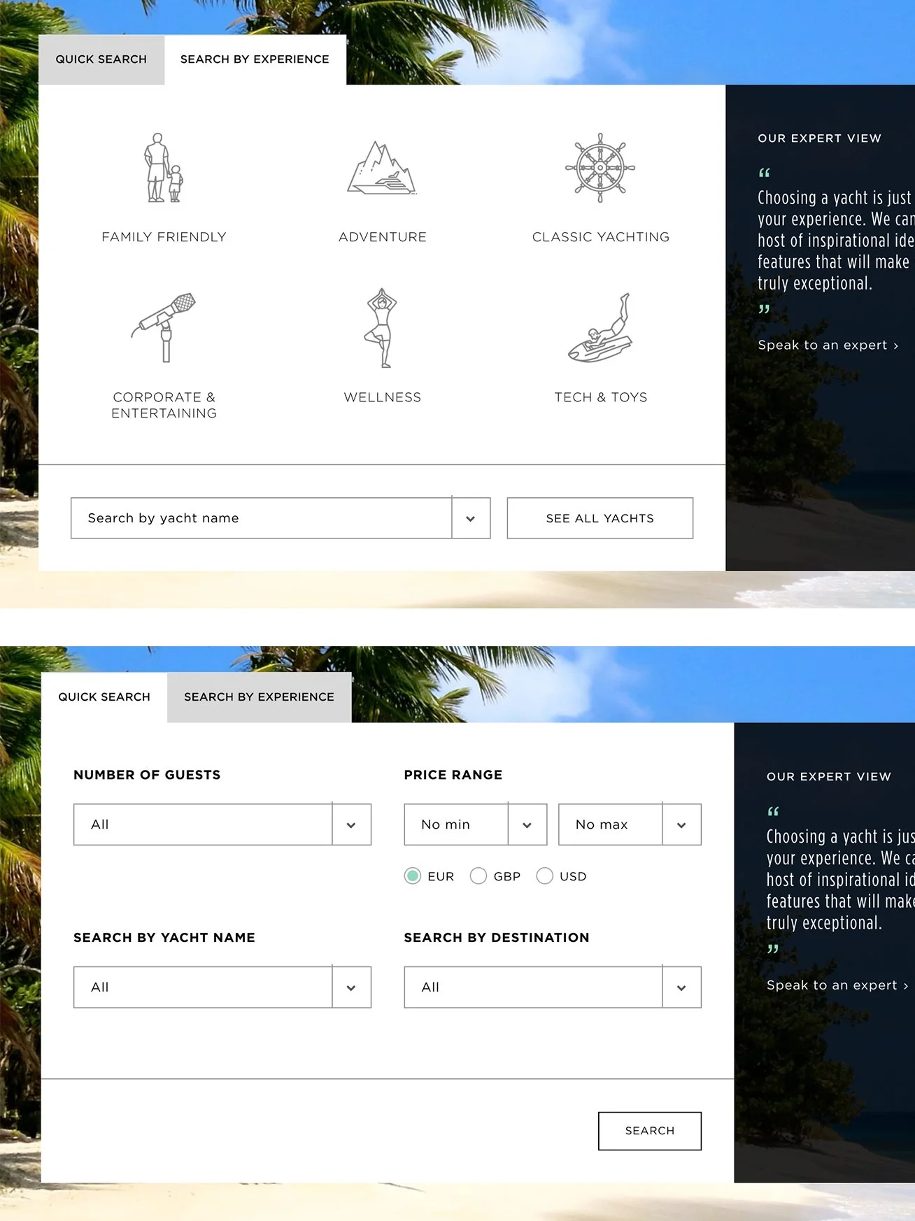 Screenshot of Charter search