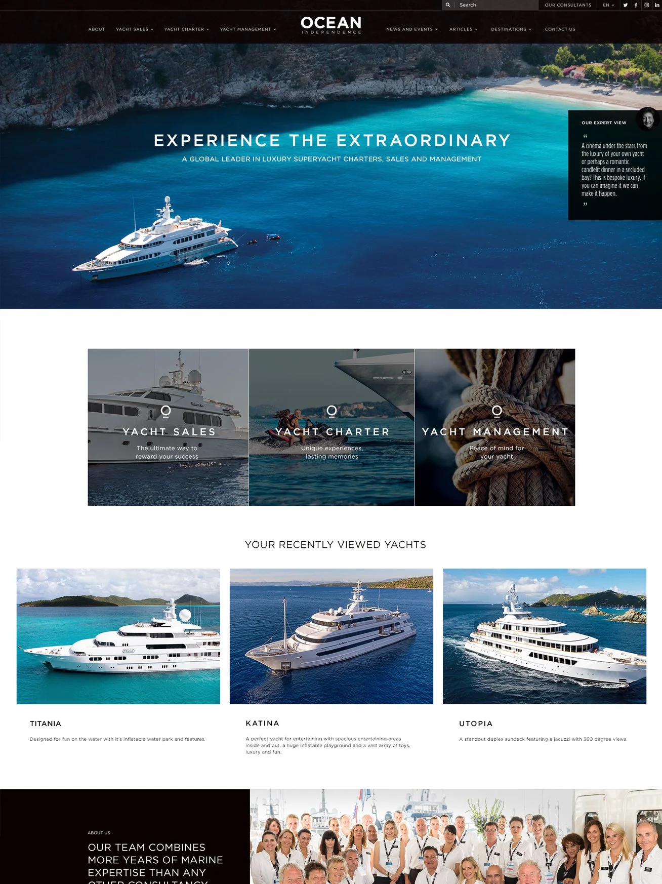 Screenshot of homepage