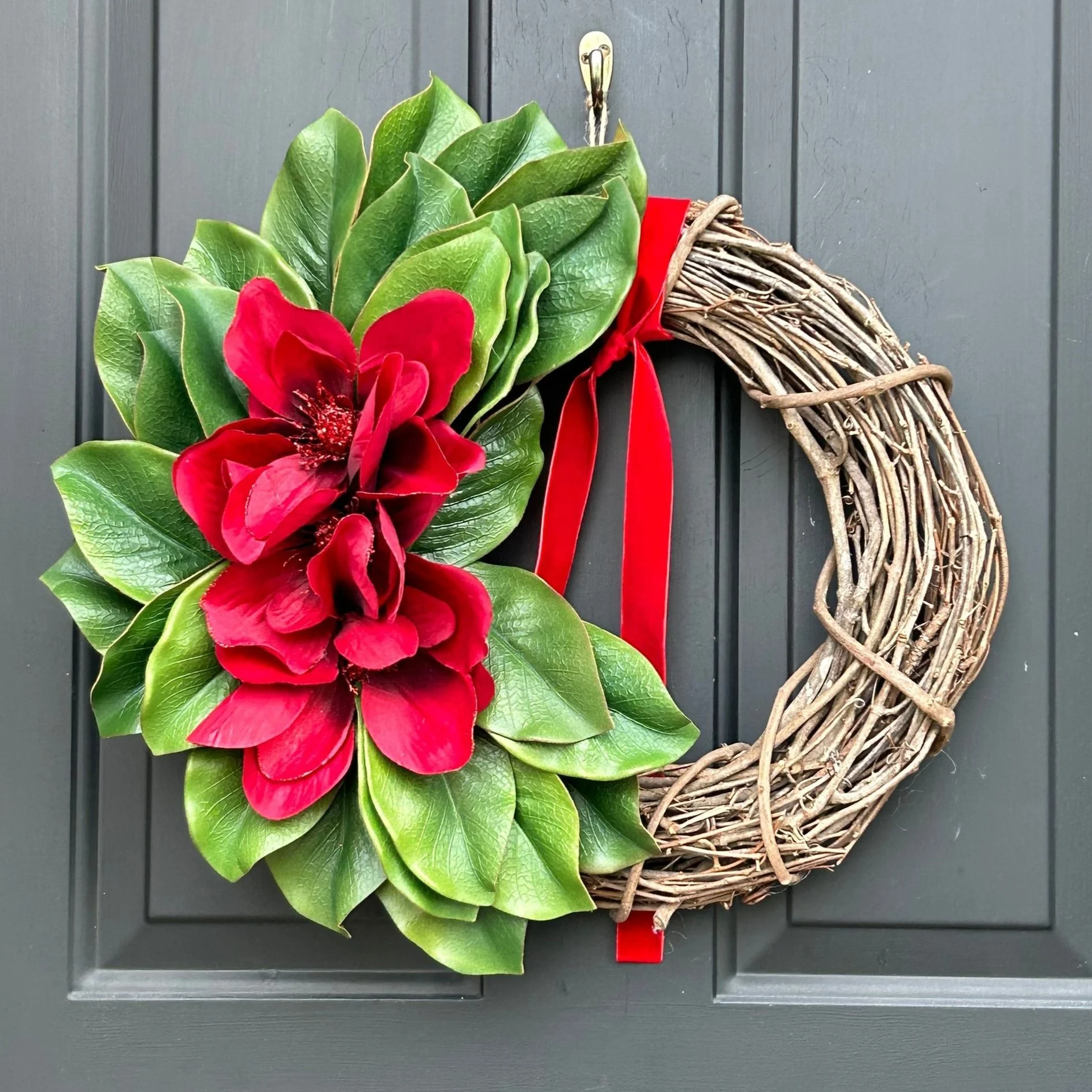 Red Magnolia Christmas Holiday Winter Wreath 2.jpg