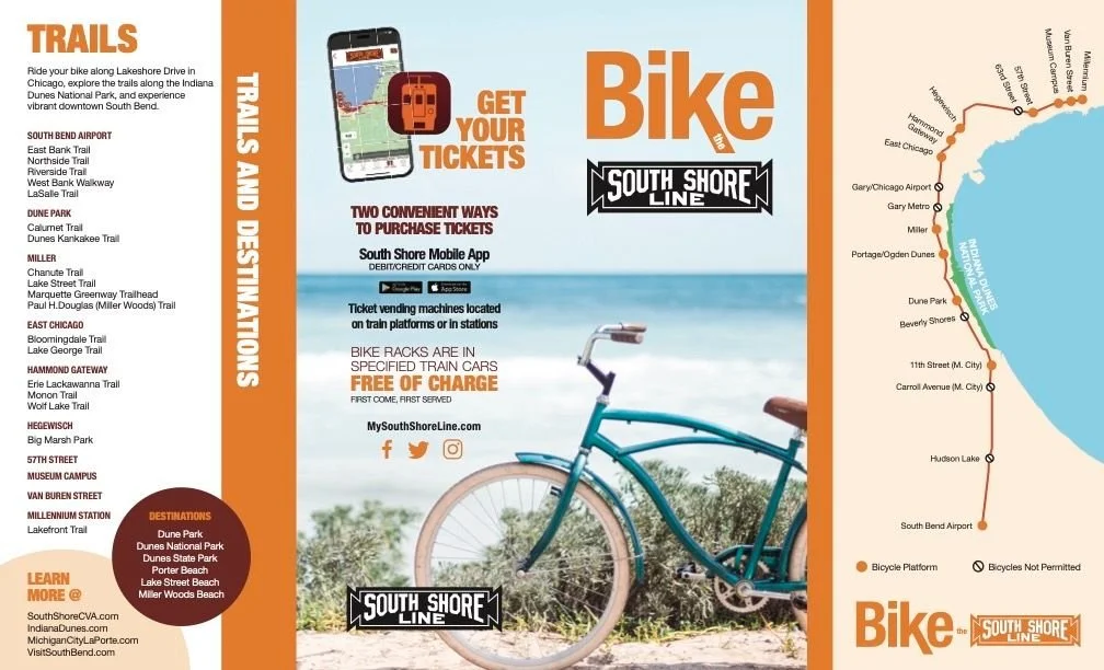 Ride from any Bikes on Trains station to Miller Beach&rsquo;s charming downtown via the Lake Street Bike Path. From there, it&rsquo;s less than 10 minutes to the Indiana Dunes National Park Douglas Center, where you can hop onto the Marquette Greenwa