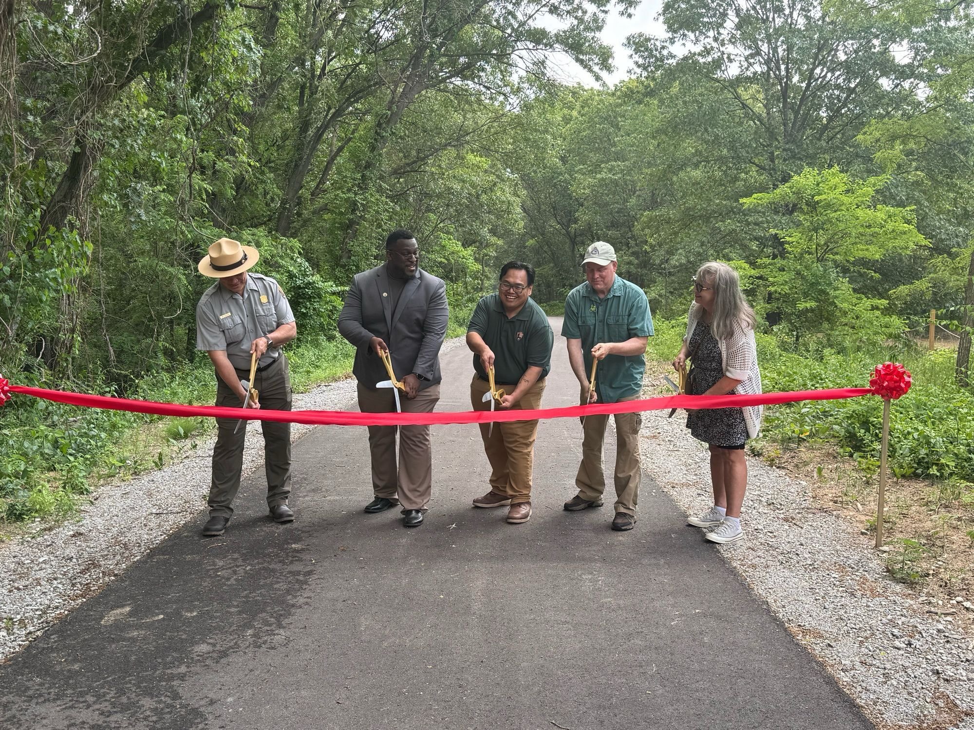 Today was the official ribbon cutting 🎉of our new 2.7 mile section of the Marquette Greenway trail. Thank you from the bottom of our hearts to National Park Service Rafi Wilkerson and Northwestern Indiana Regional Planning Commision Mitch Barloga, a