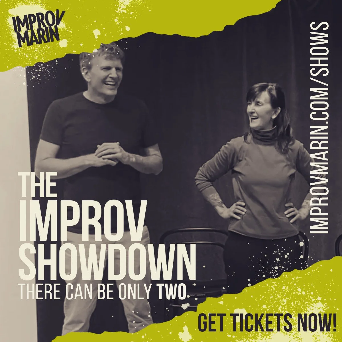 Friday night 4/18 at 8 pm in San Rafael. Get in here for laughs and maybe a prize. The Improv Showdown: 3 spontaneous duos compete for your attention, your affections, and to win you something. 

www.improvmarin.com/shows

#improv #comedy #datenight 
