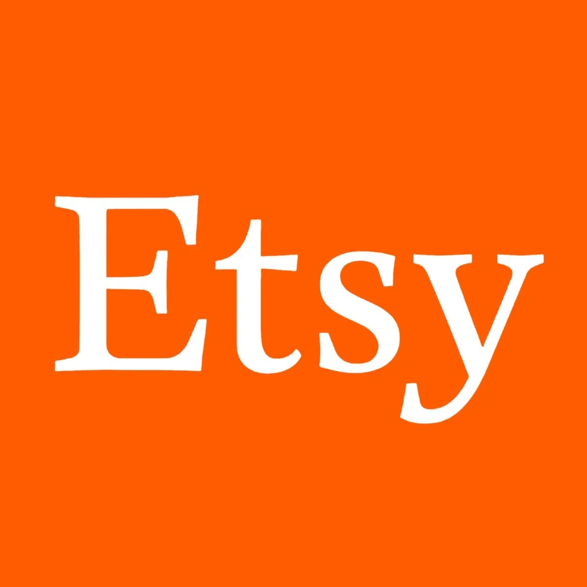 The word 'Etsy' written in white on an orange background.