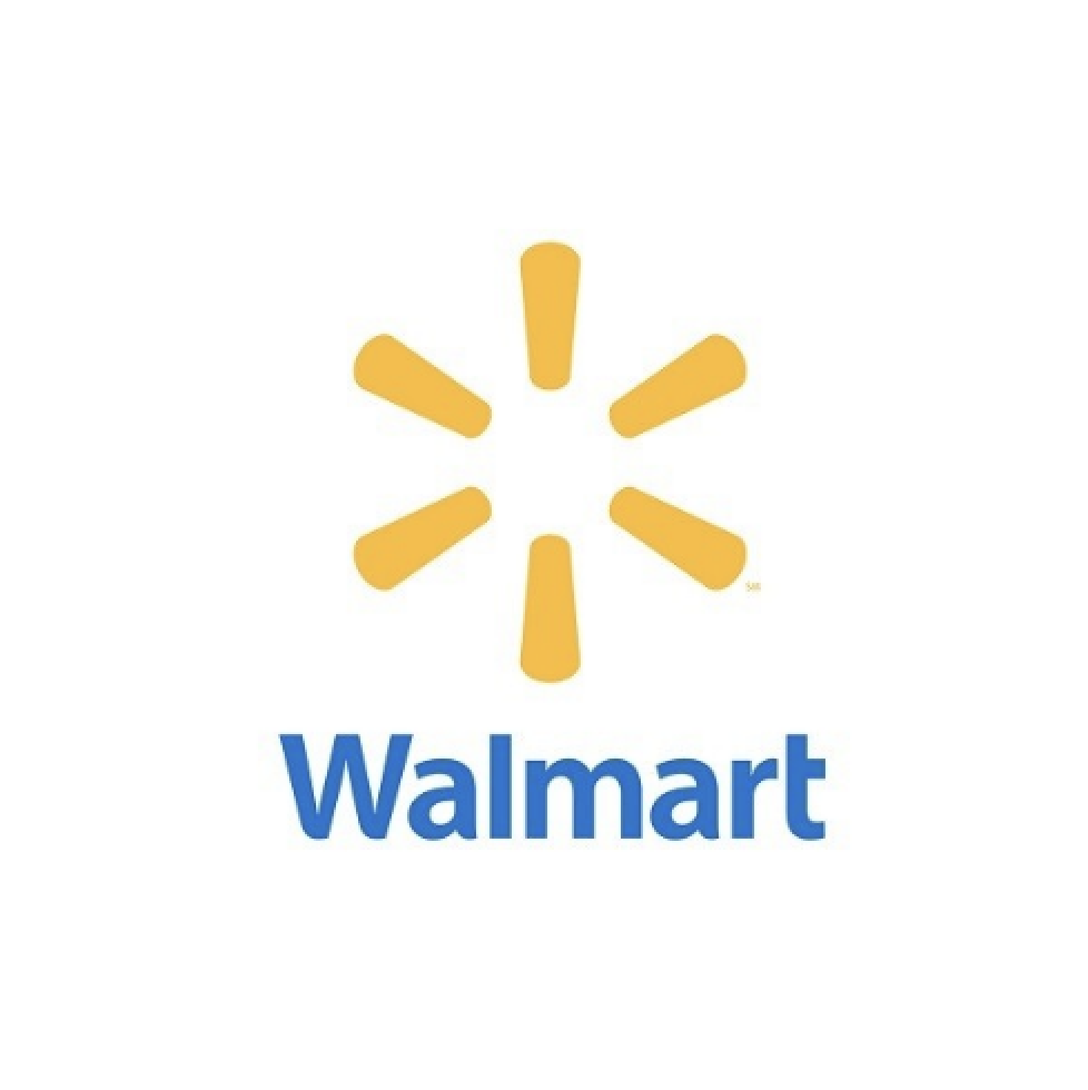 Walmart logo featuring a yellow spark symbol above the blue word 'Walmart' on a white background.