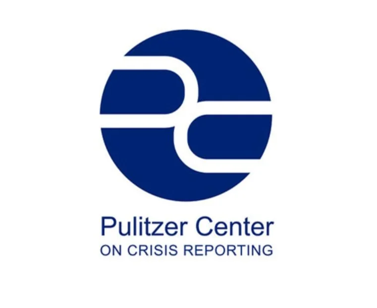 Logo of the Pulitzer Center on Crisis Reporting with a stylized 'P' and 'C' inside a circle, in blue and white, with the company name and tagline below.