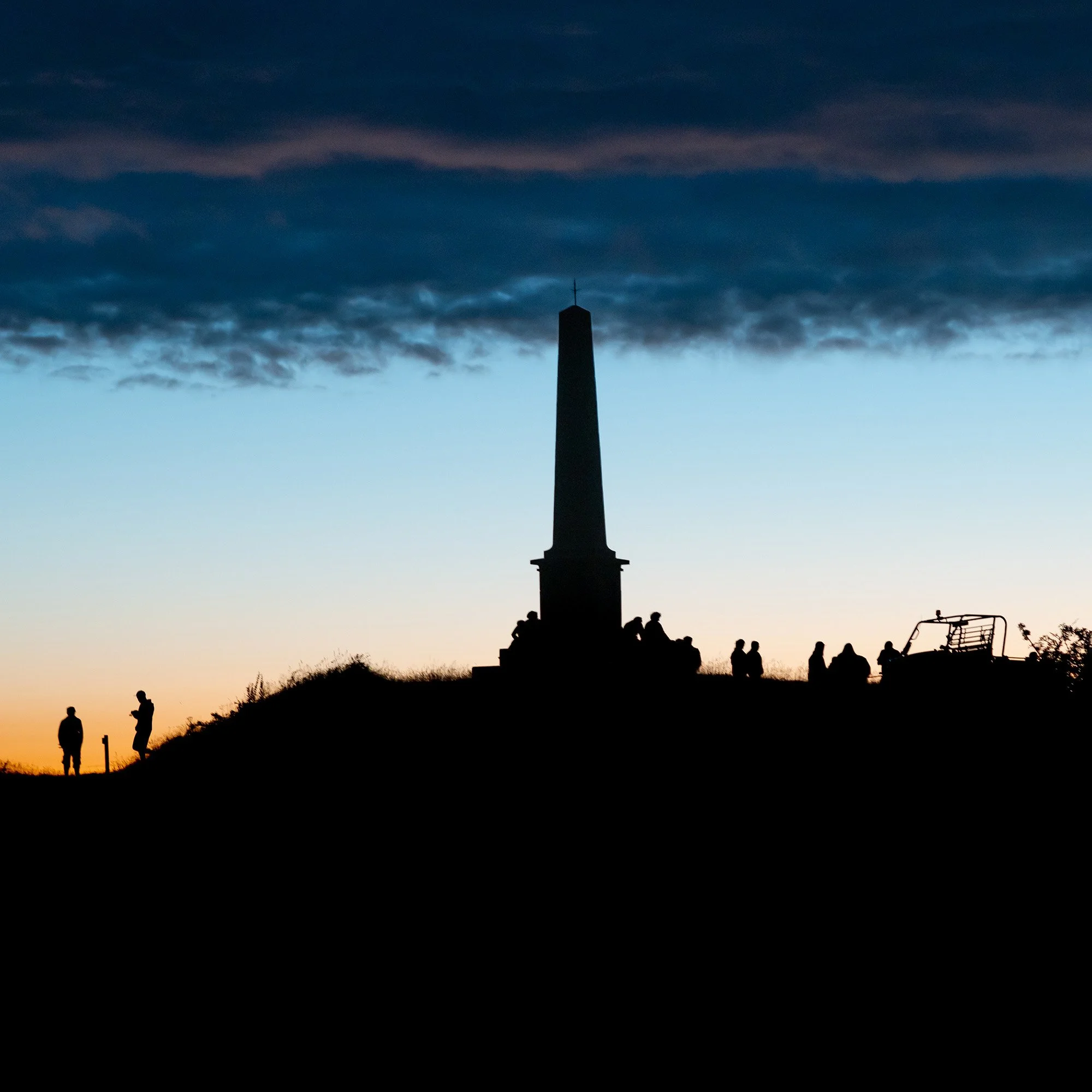 Silhouette of Ham Hill monument at Somerset