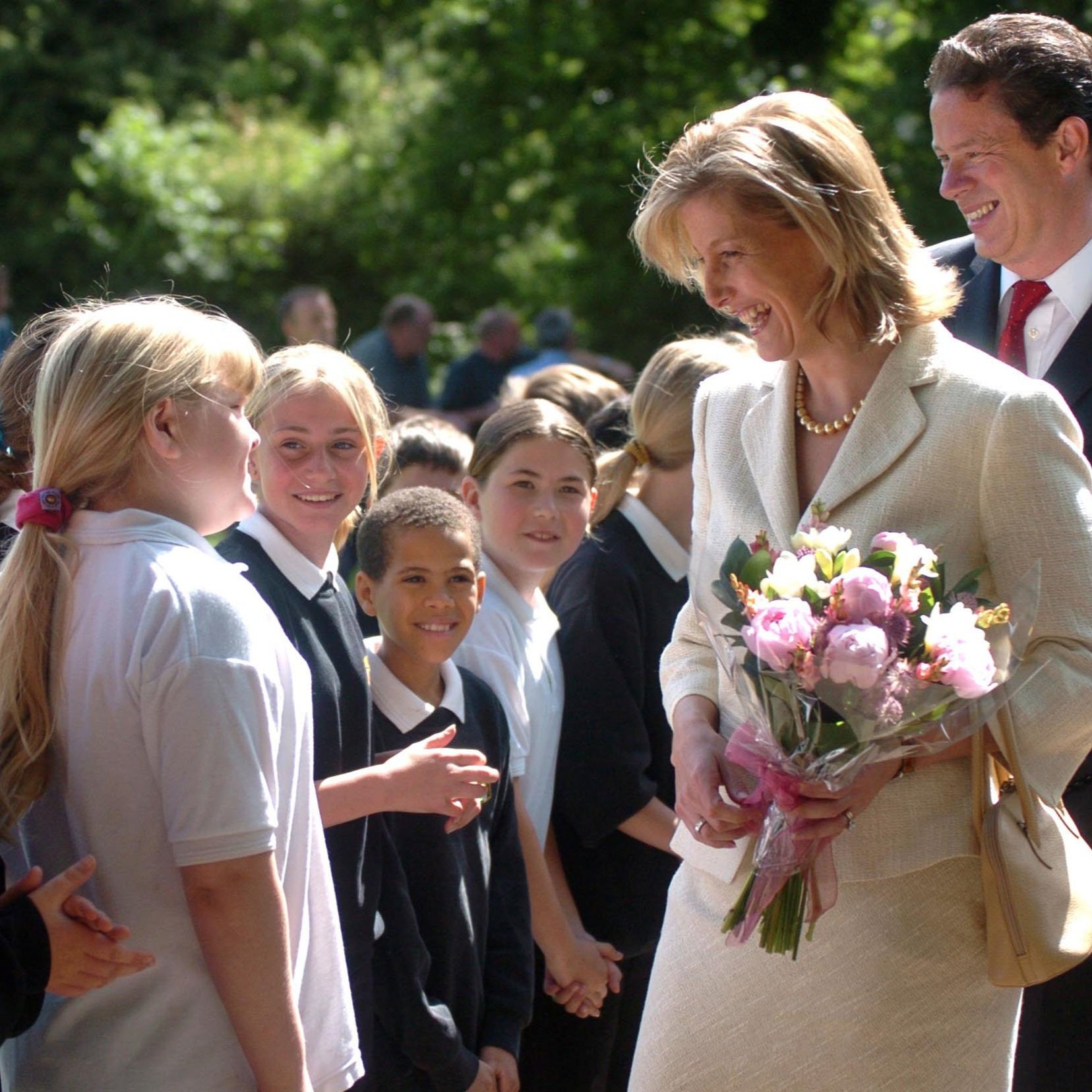 The Countess of Wessex is greeted by school children