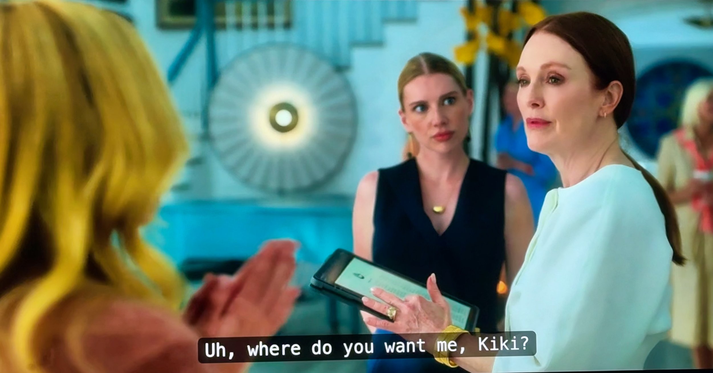 Still from "Sirens" Ep 5 as Tate with Milly Alcock and Julianne Moore