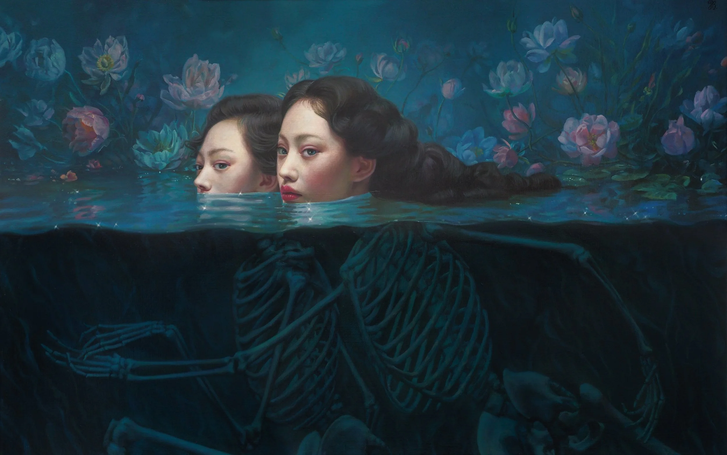 'Bathers and the Lands Beyond' (oil on canvas, 19.5 in x 31.5 in).jpg