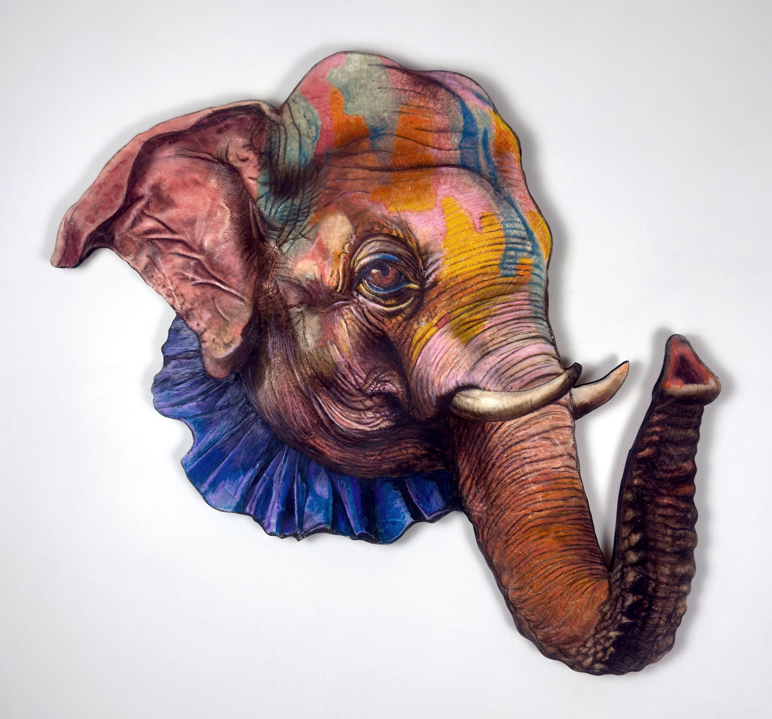 'Let Yourself Lose Yourself' (ink, watercolor, acrylic, charcoal, pastel and plaster on hand cut wood, 22 in x 32 in).jpg