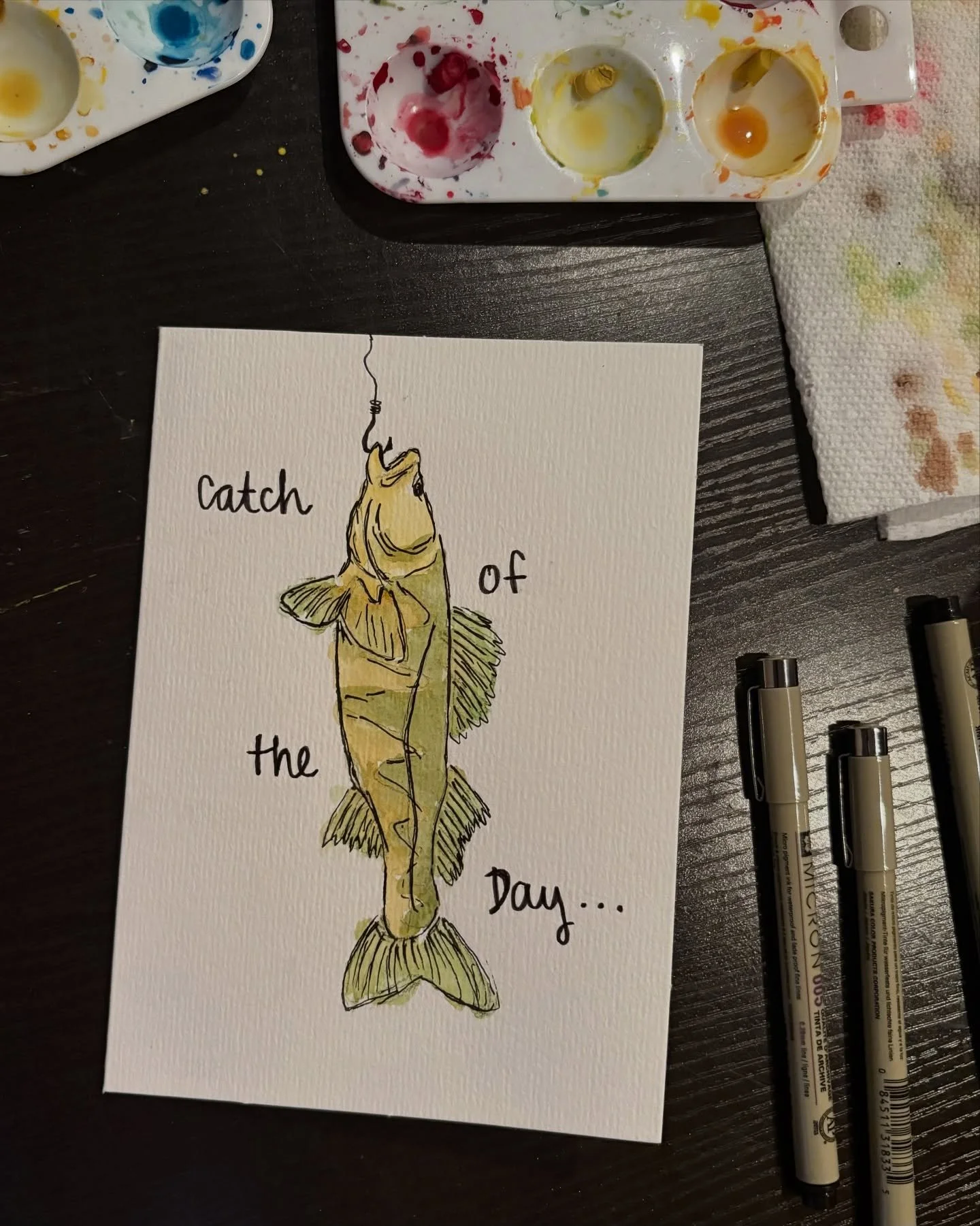 You&rsquo;re a catch! 🎣
.
.
#watercolor #watercolorcards #birthdaycard #diy #localartisans #smallartaccount #smallartist #happybirthday