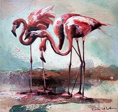 Series of mini Flamingos