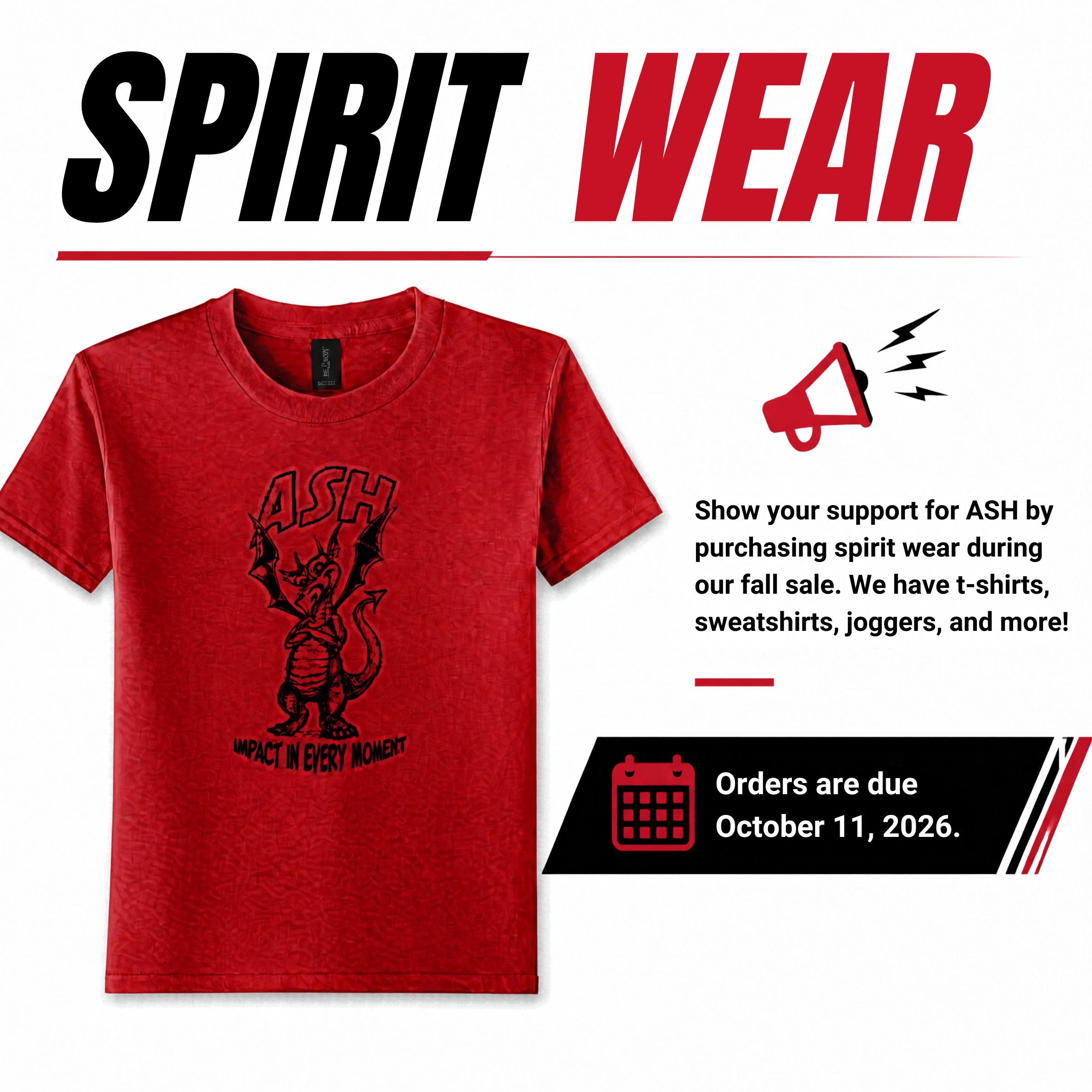 flyer announcing spiritwear sale