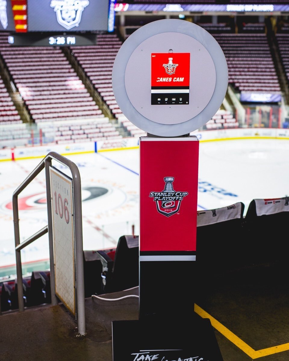 Throwback to the start of our partnership with the Carolina Hurricanes back in 2019! Our in-game selfie kiosk (photo booth) was a hit among fans, allowing them to take interactive photos and capture unforgettable memories. #ExpPhoto #PhotoThrowback #