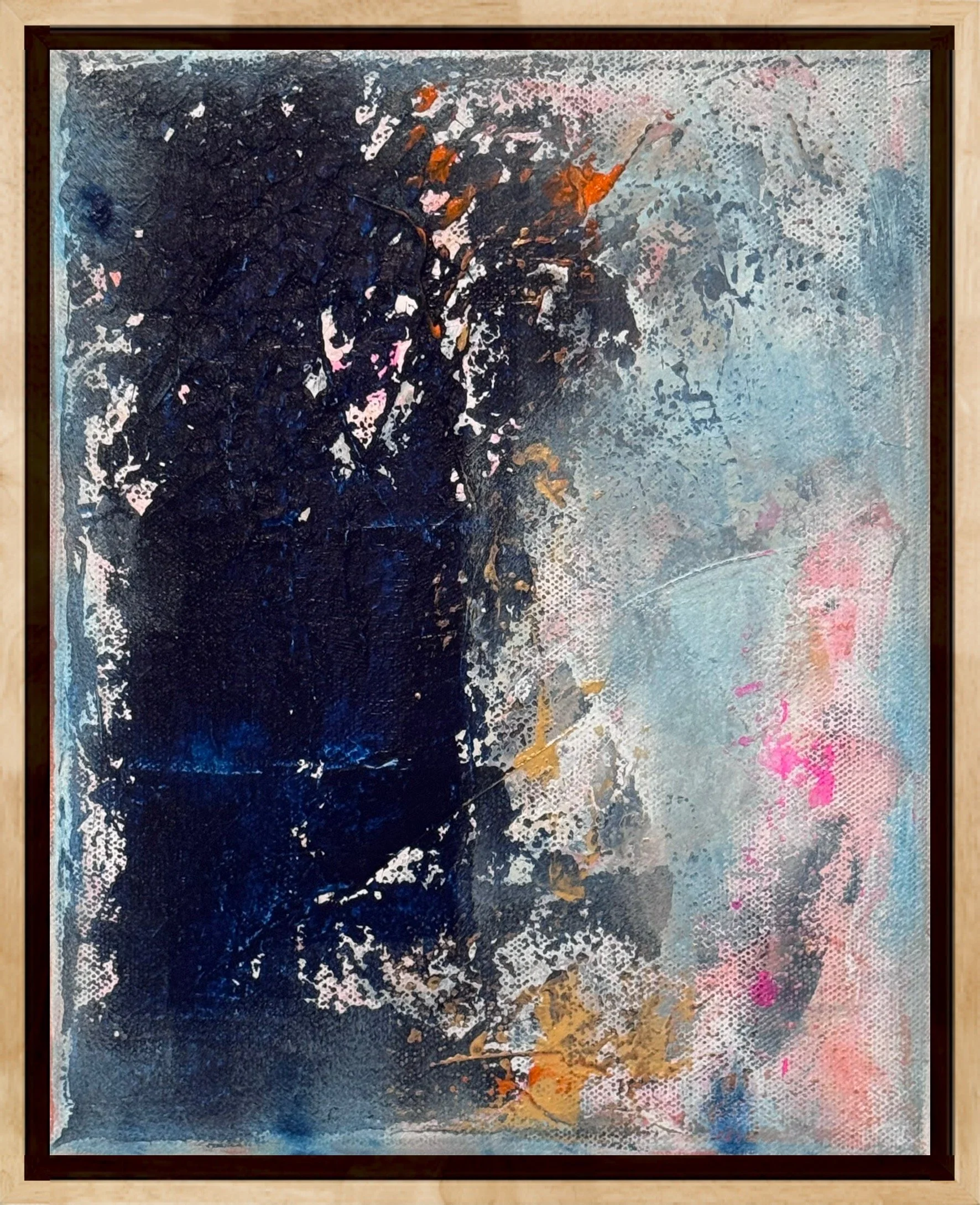 Salt & Shadow - acrylic on canvas 8x10 (in cream floating frame)