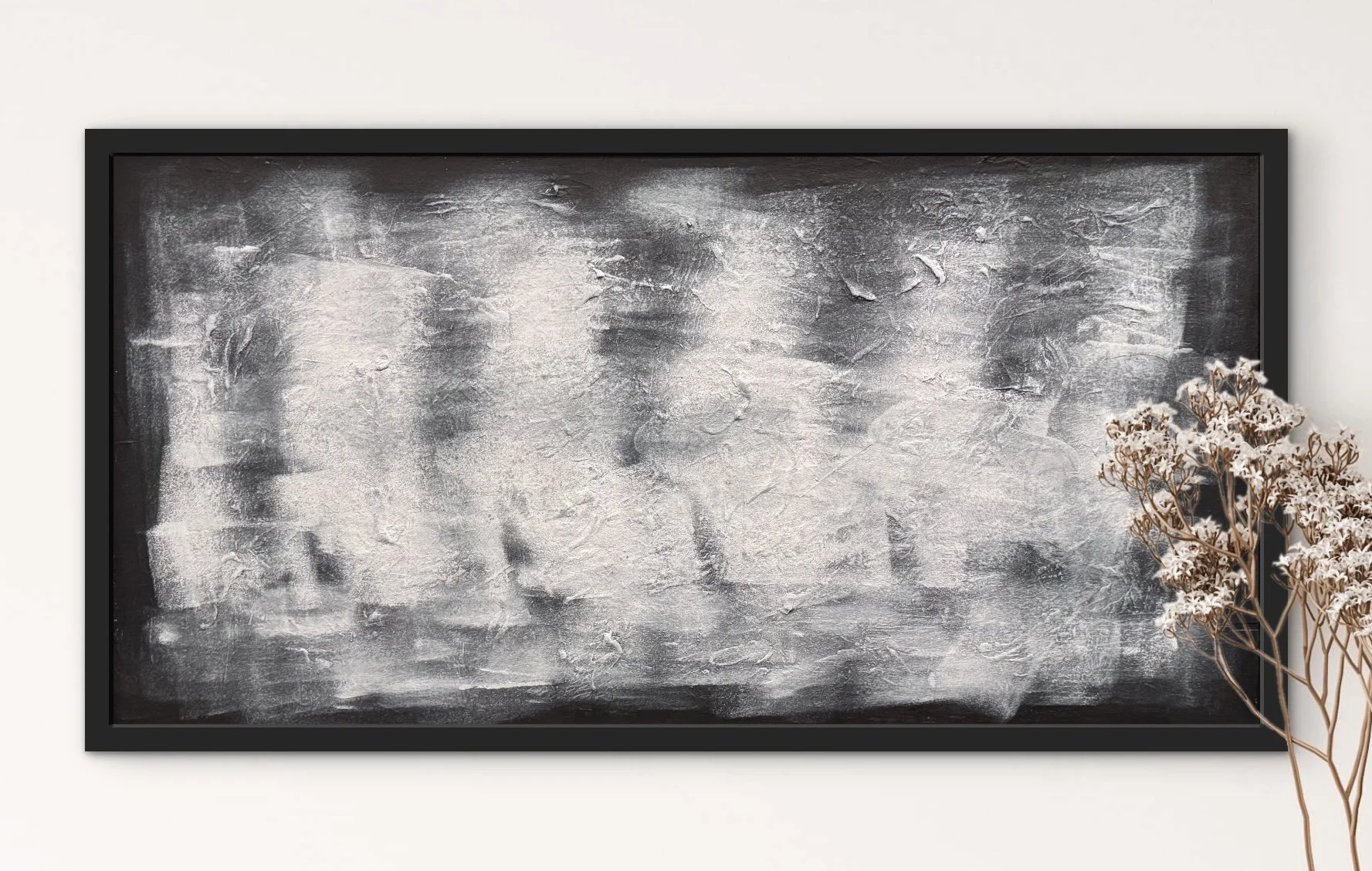 SOLD - Living With Ghosts - mixed media on wood panel 12x24