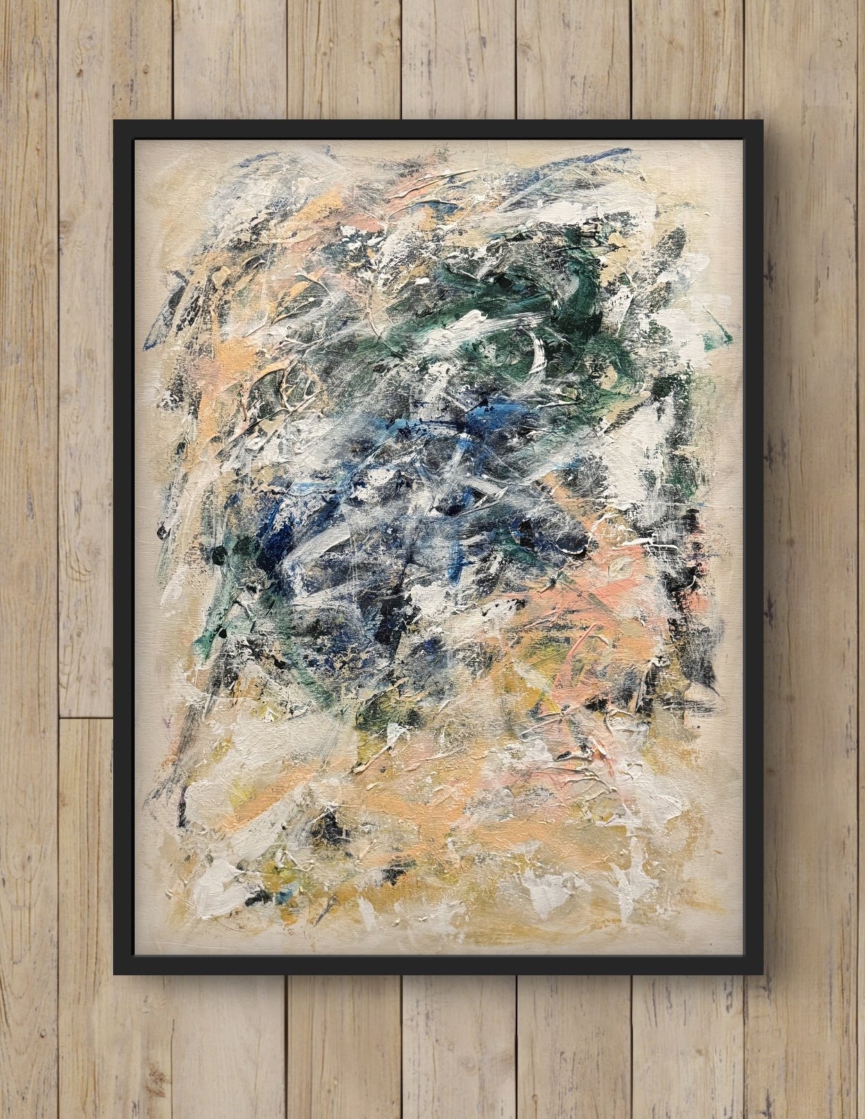 Some Strange Music - mixed media on wood panel 26x30