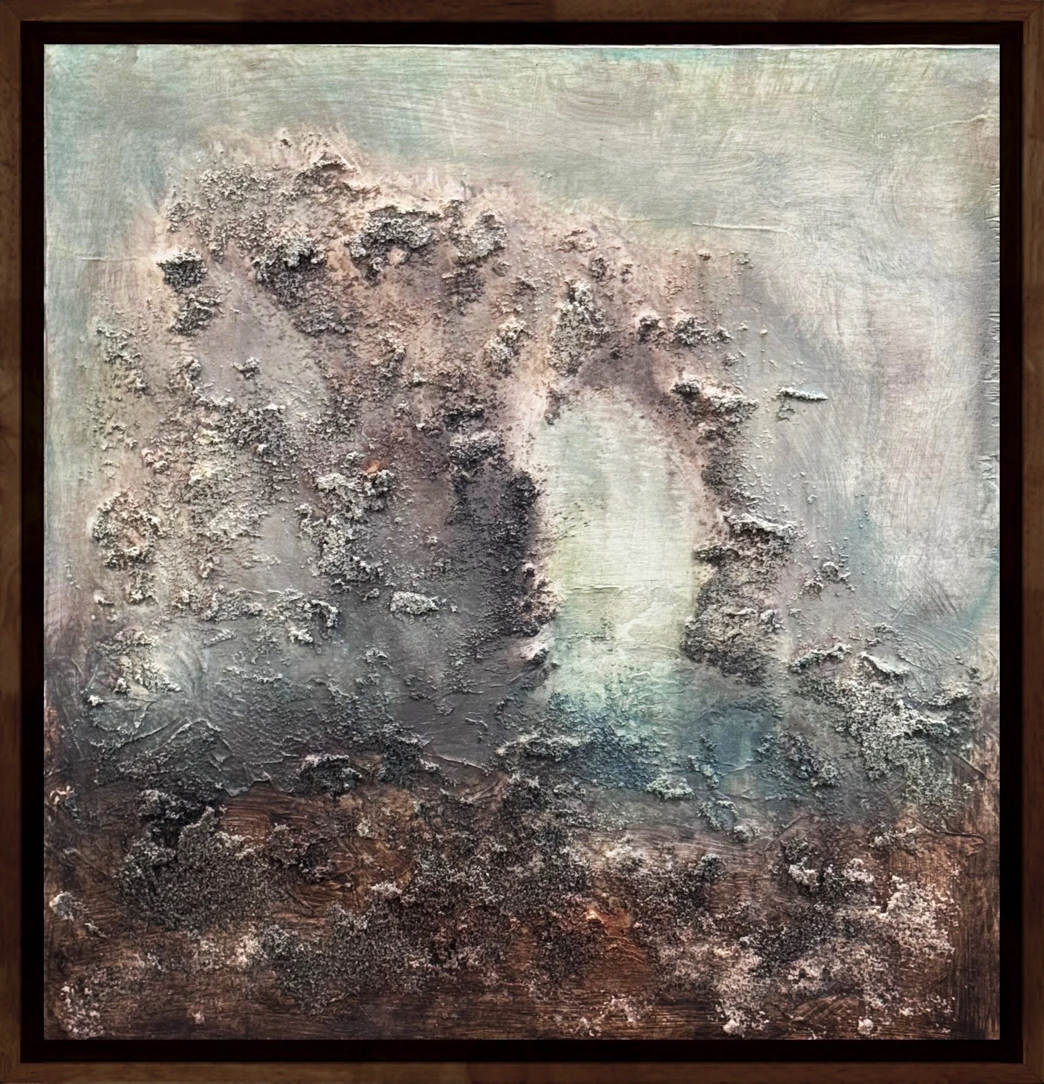 Etretat - mixed media on wood panel 14x14