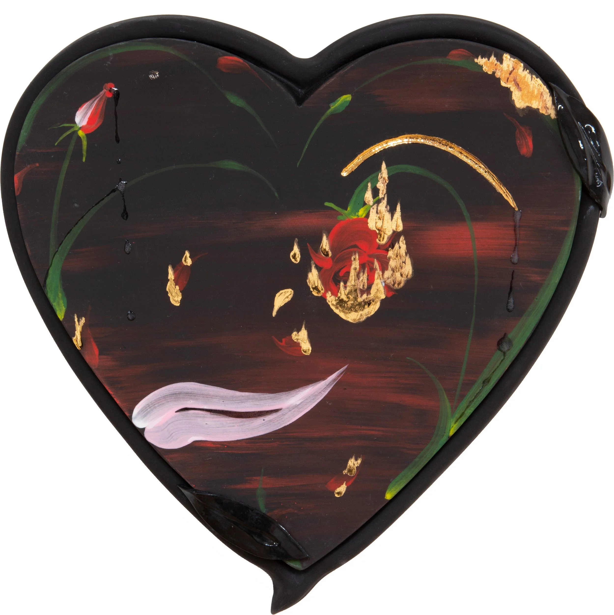  Sad Boi Heart,  2022 Earthenware, glaze, gold luster, 18 x 17 x 2 inches