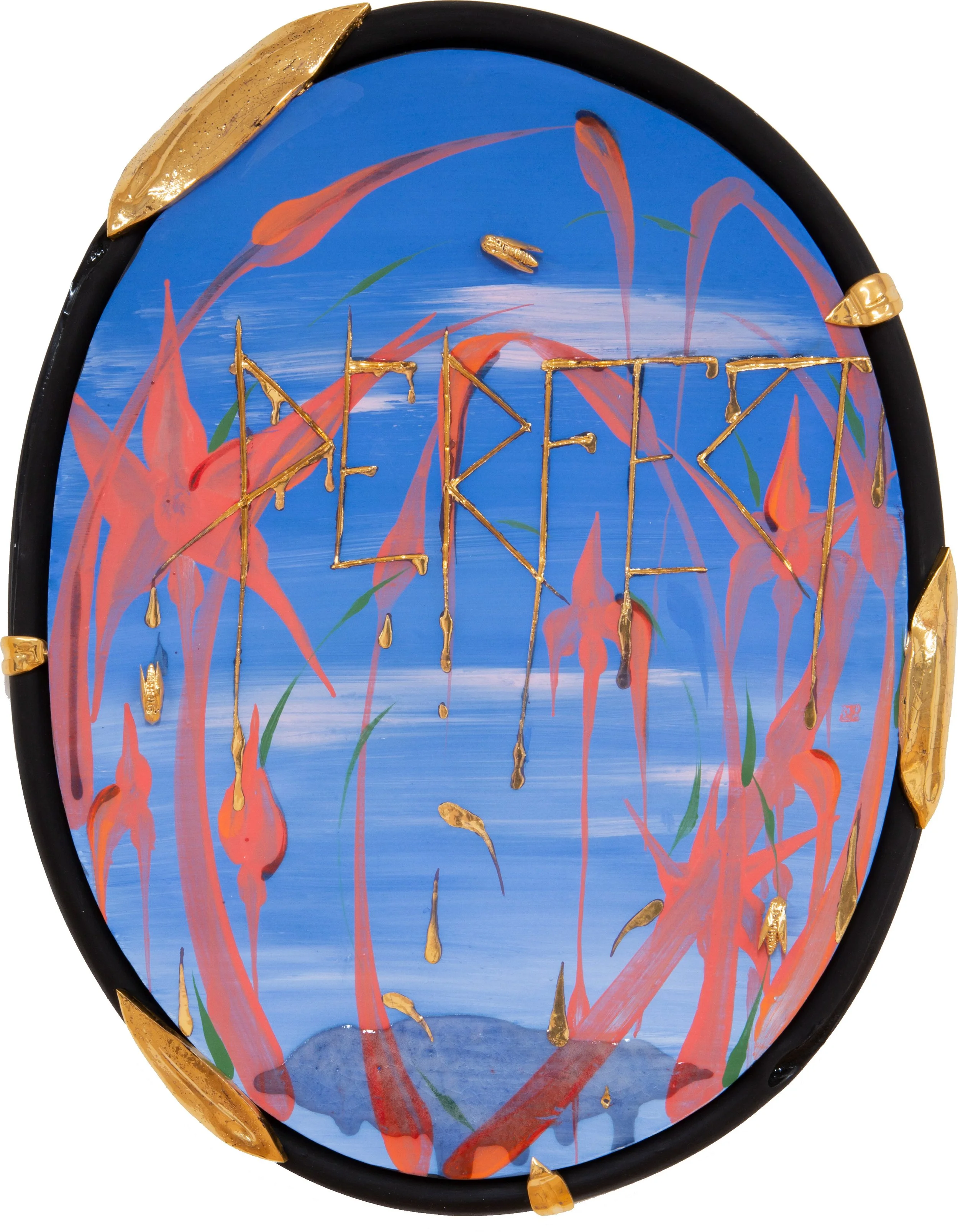 Perfect, 2022 Earthenware, glaze, gold luster 22 x 17 x 2.jpg