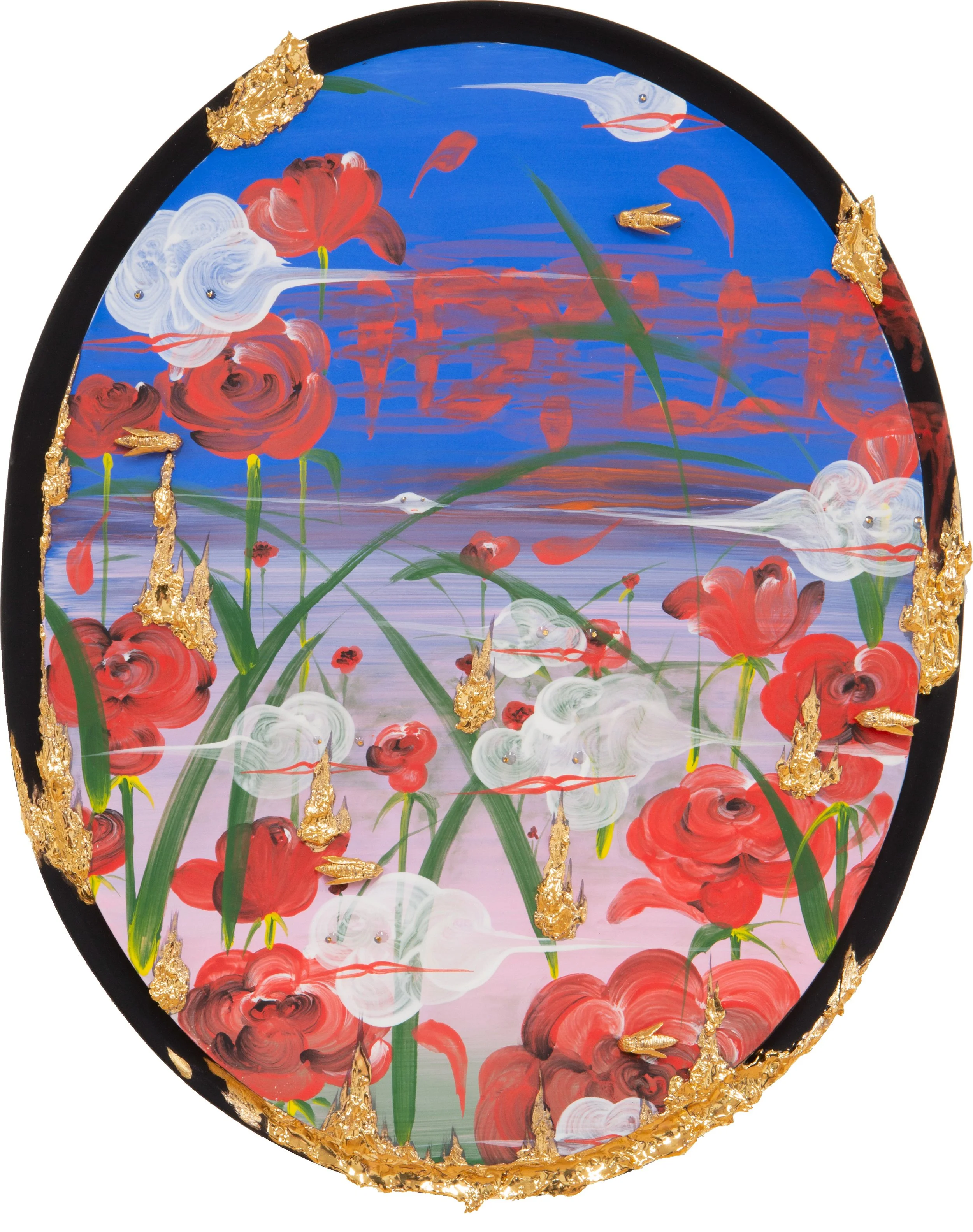  Idyllic,  2022, Earthenware, glaze, gold luster 21 x 17 x 2 inches