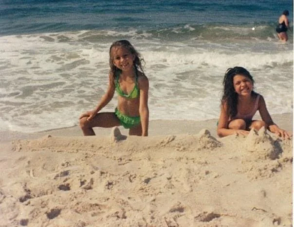 Teri and her sister, Ashley at the Gulf Coast, circa 1989