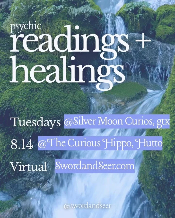 ⭐️ In person readings this August 💜💕

We&rsquo;ll be @silvermooncurios gtx for psychic reads and healings every tuesday this month 💜 if you&rsquo;re interested in healings above 30 mins, please book ahead! There are limited spots available :) 

an