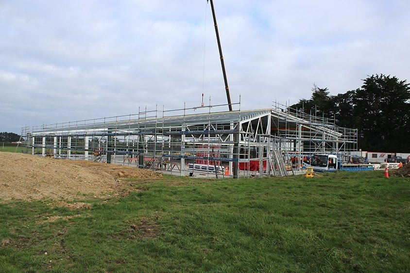  Steel framing for the walls of the Tisbury storage facility was completed in June. 