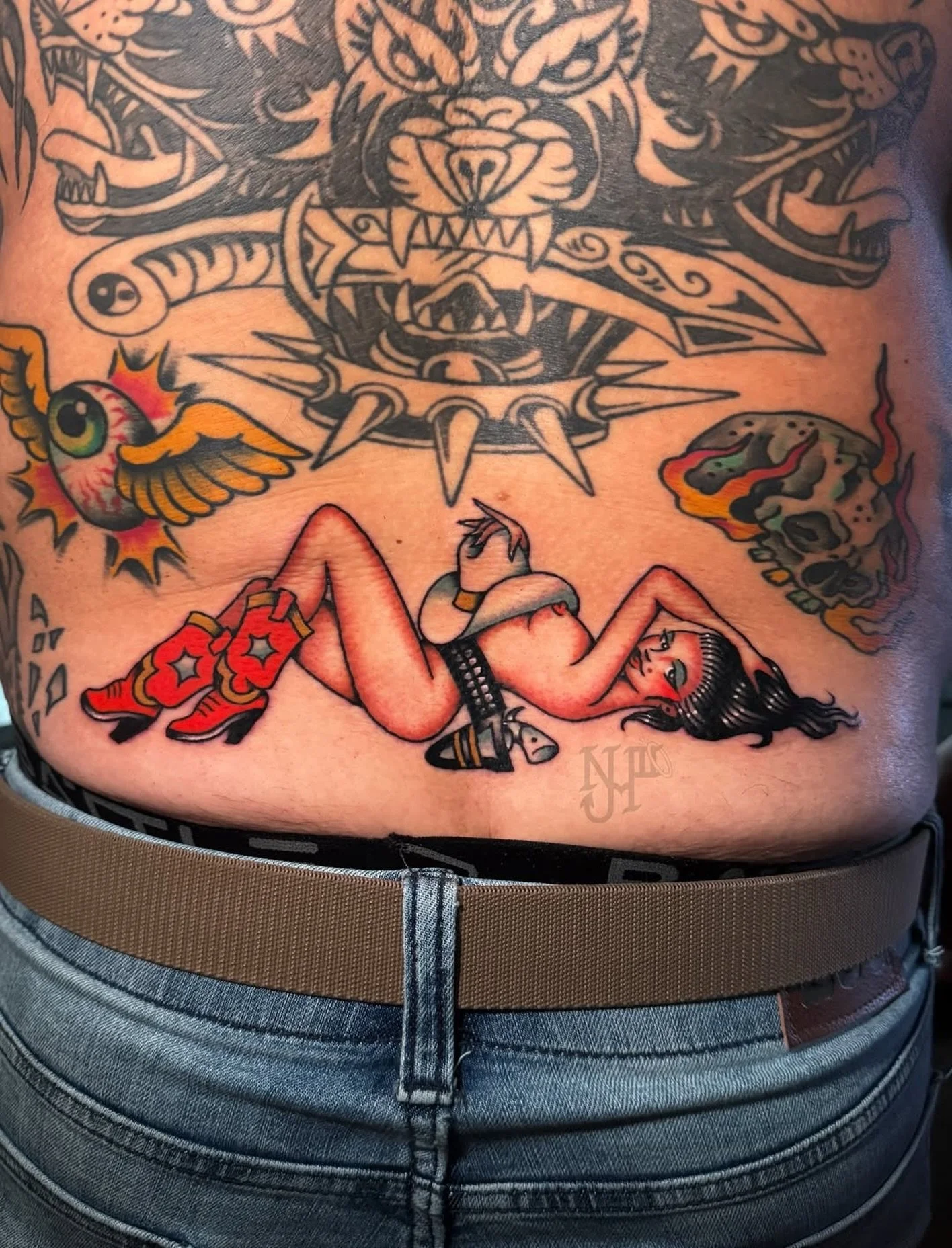 Cowgirl pinup tattoo by resident artist @narythe3rd
&bull;
Damn, she fit right in there. 

*Currently booking December &amp; January*
Please visit the link in my bio for booking info. 

#narythe3rd #dallastattooartist #dallas #dallastexas #dallstx #t
