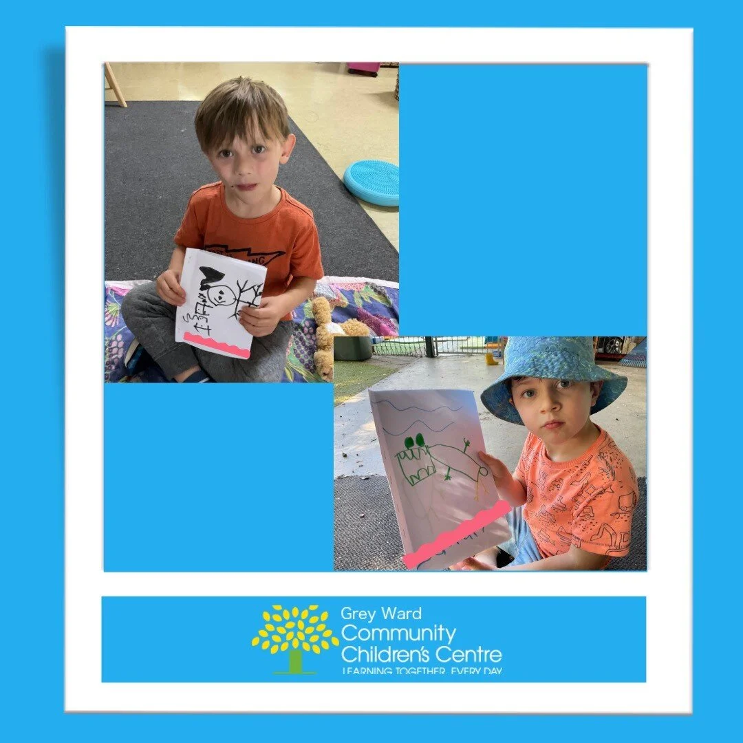 Kindy have been exploring their love for books through book making. They have their own book making table that the children can use daily. Through their exploration they have been focusing on the concepts of print including front cover and what the t