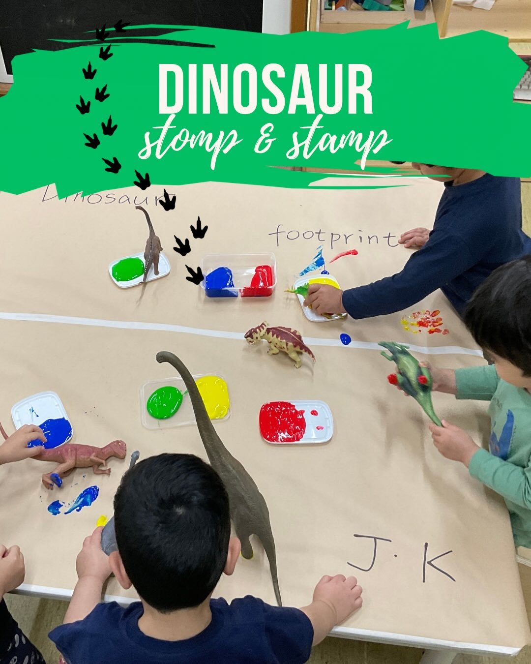 Rawr-some learning happening in Junior Kindy 🦖 🎨 
Following the children&rsquo;s emerging interest in dinosaurs, our educators set up a paint based dino stamping experience! Learning is always more meaningful when it grows from the children&rsquo;s