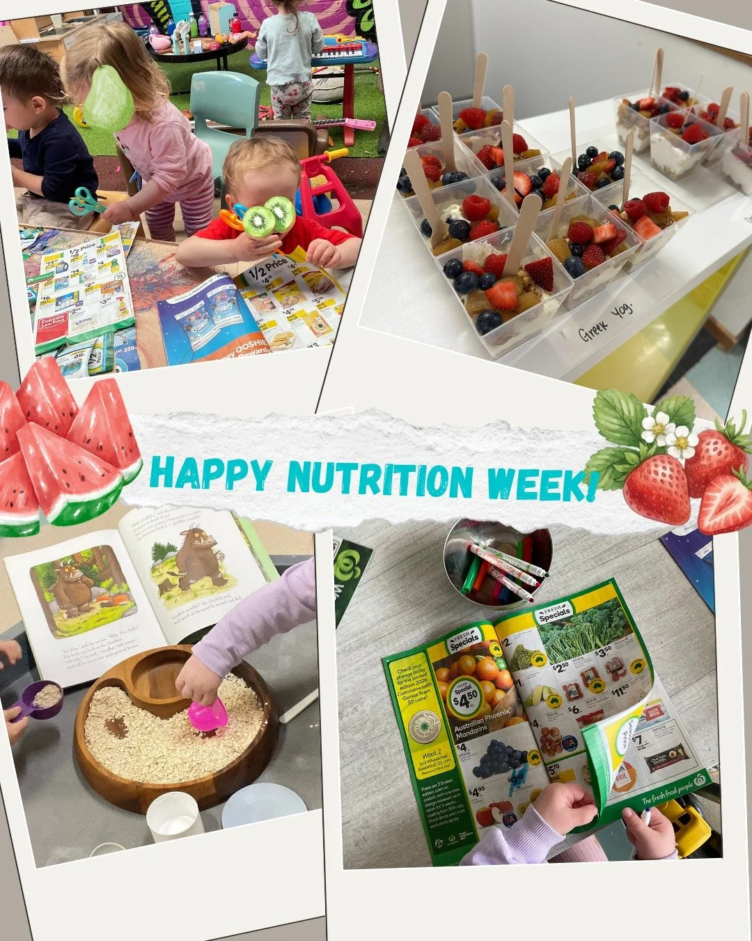 🥝🍓 Celebrating Nutrition Week! 🍌🍉

Last week was full of delicious discoveries as we celebrated Nutrition Week across our centre! 🌈✨ 

Our experiences included a yoghurt station with a variety of fresh, delicious fruit toppings, sharing colourfu