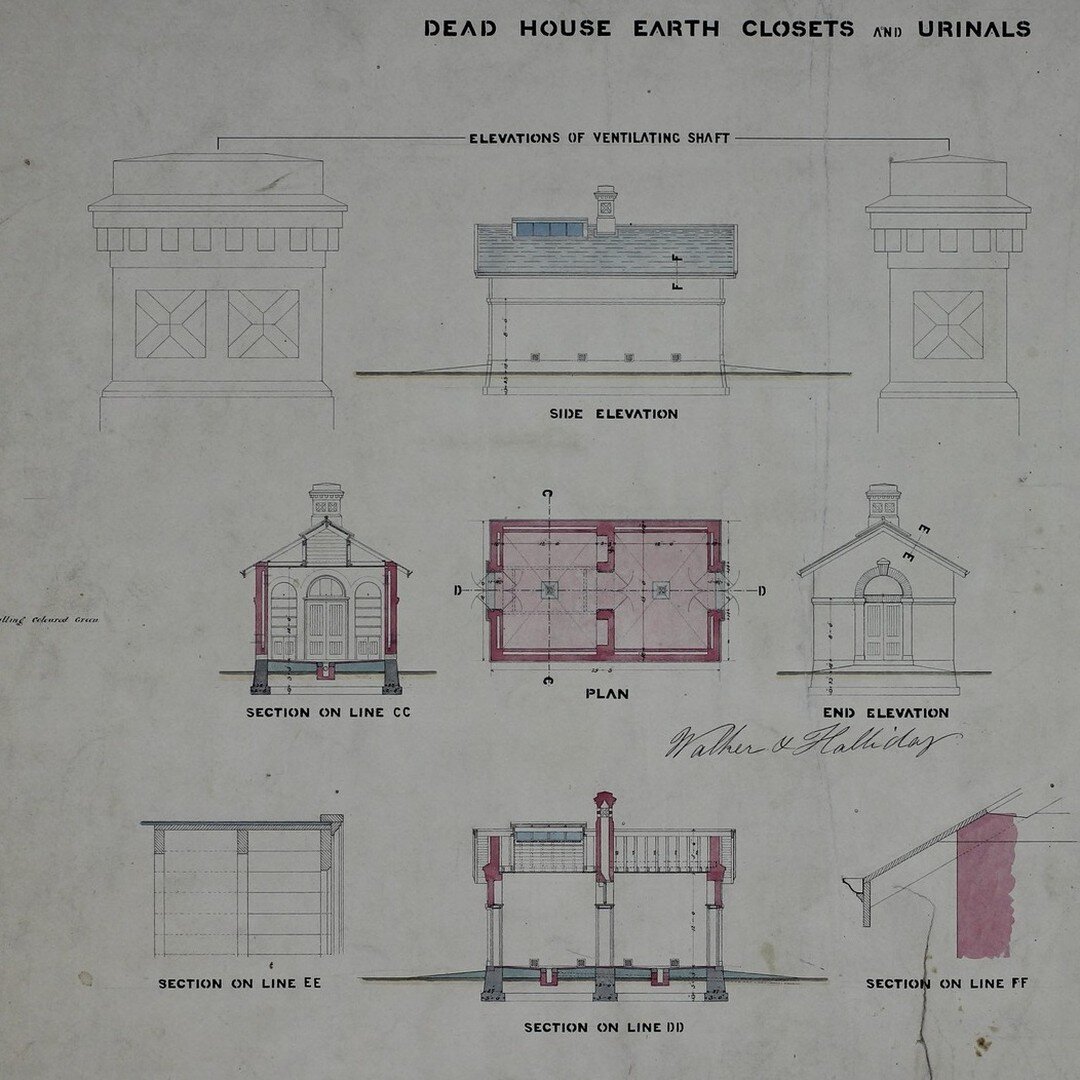 Beechworth Asylum
Dead House Earth Closets, 1868

A 'dead house' was another name for a morgue - and mentions of these can be found all around colonial Australia in the 19th century.

The 'earth closets', referring to the two holes in the floor of th