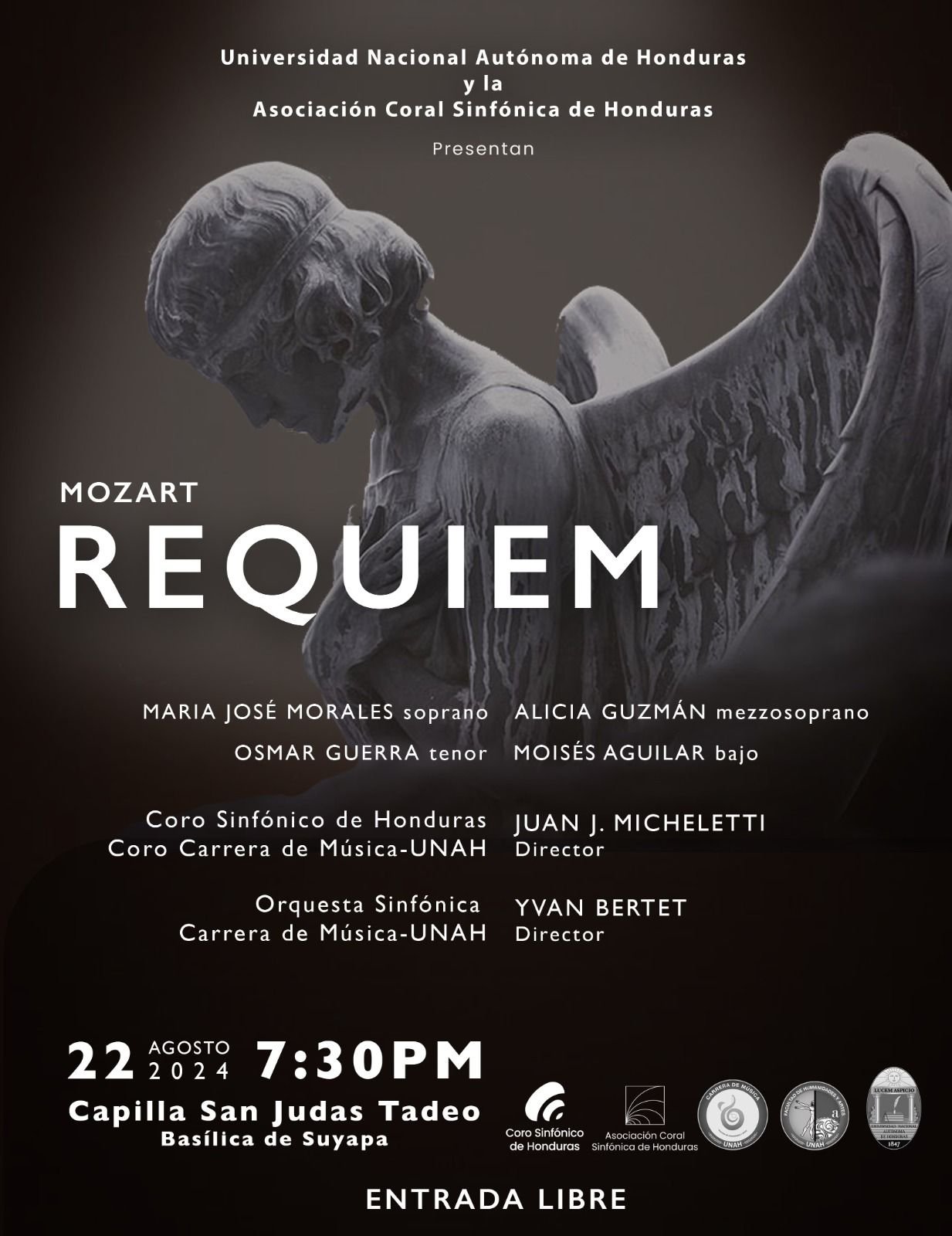 REQUIEM de Mozart: con la orquesta sinfónica de la Universidad autónoma de Honduras UNAH y la asociación coral sinfónica de honduras