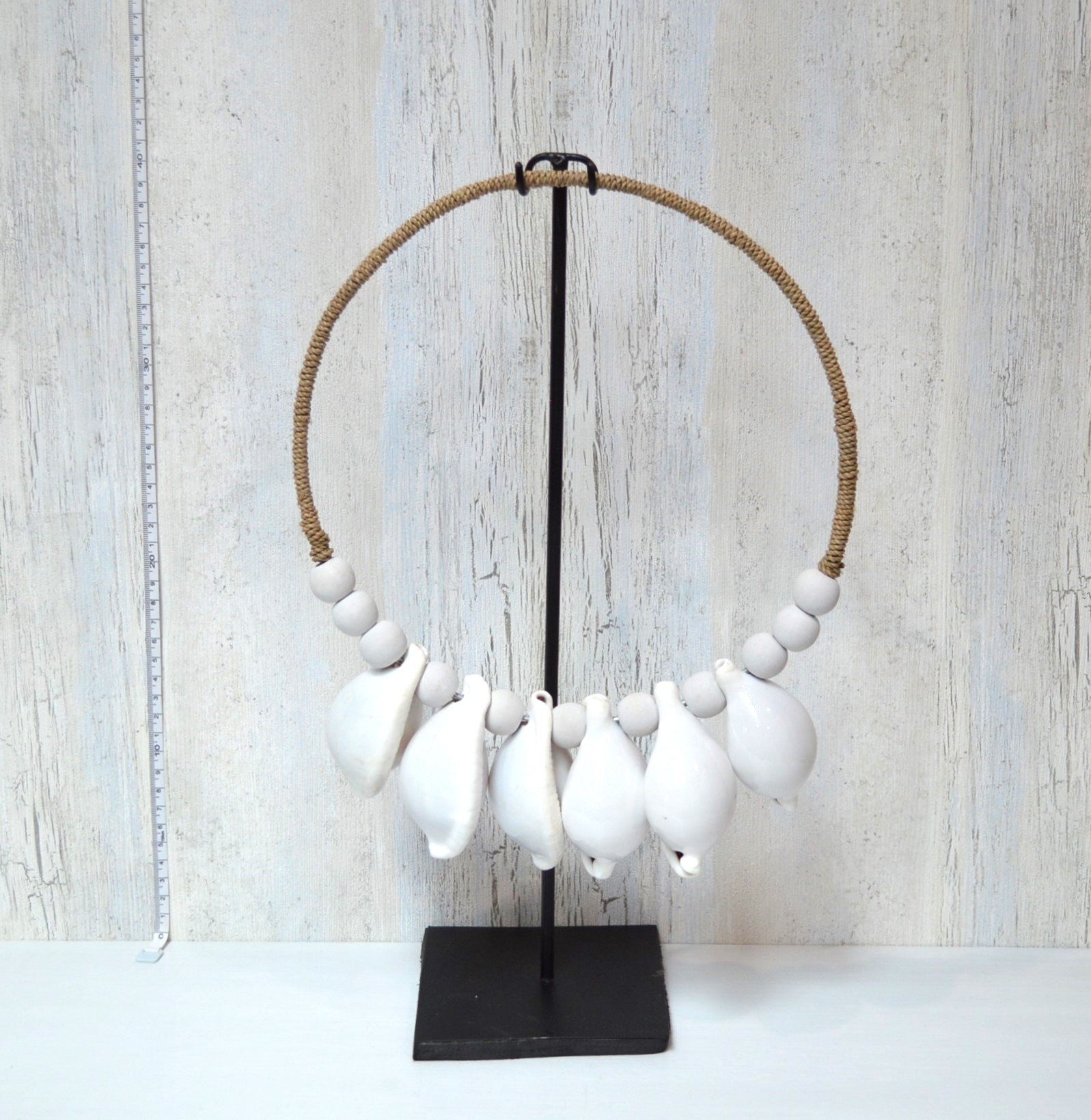 White Fig Shell Necklace with stand