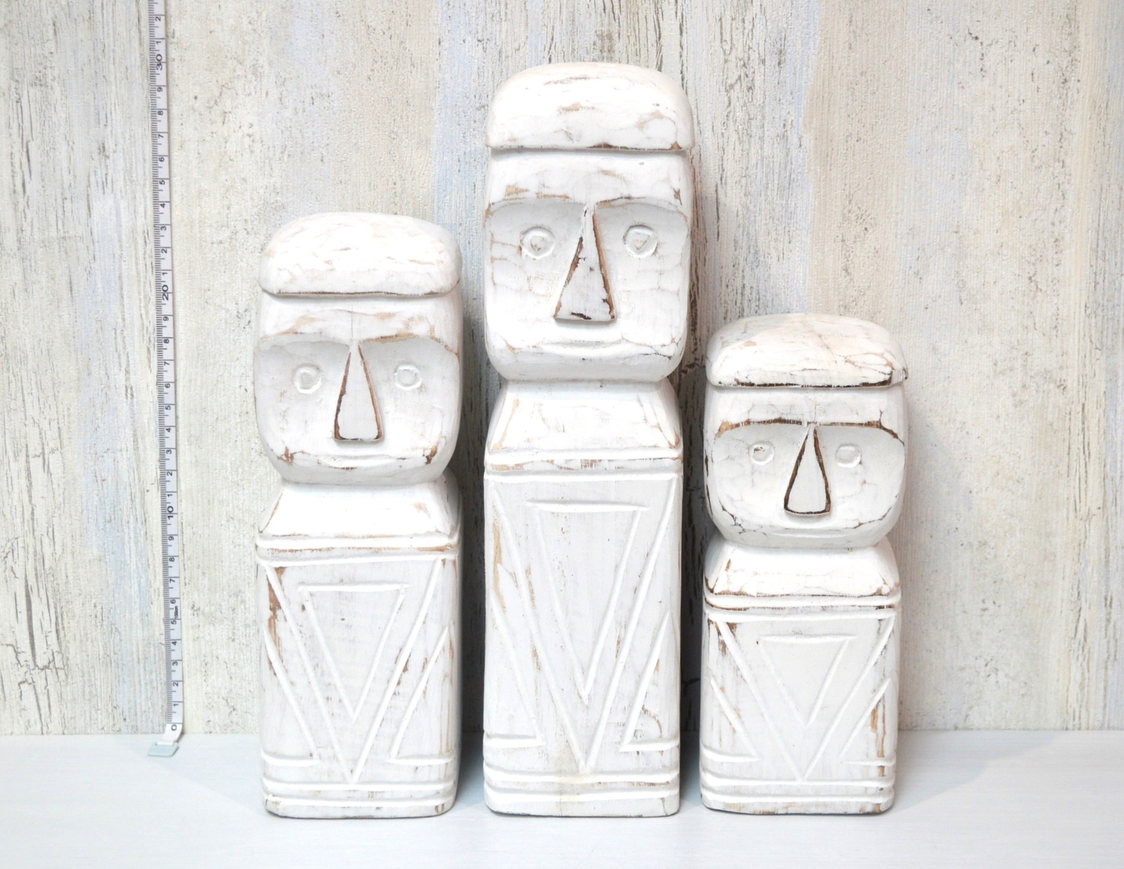 Set of 3 Native White Wash Timber Family
