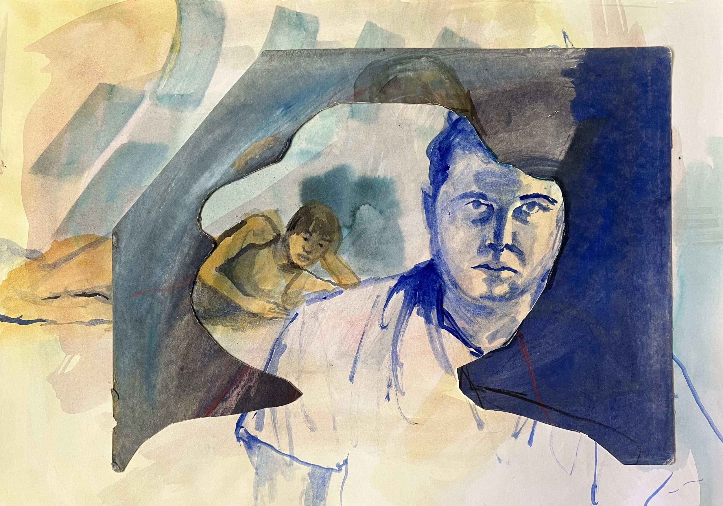 No Money, No Love; 2023, Watercolour collage on paper