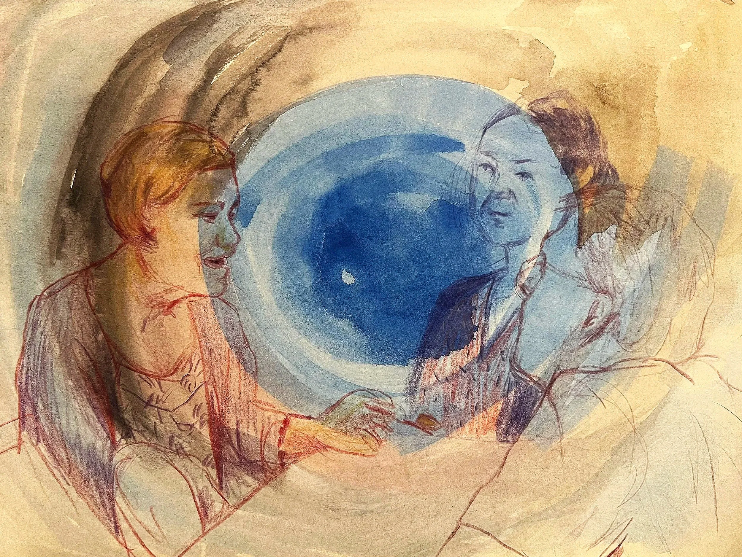 Collaboration Void; 2022, Watercolour and pencil on paper, 21.5 x 28cm