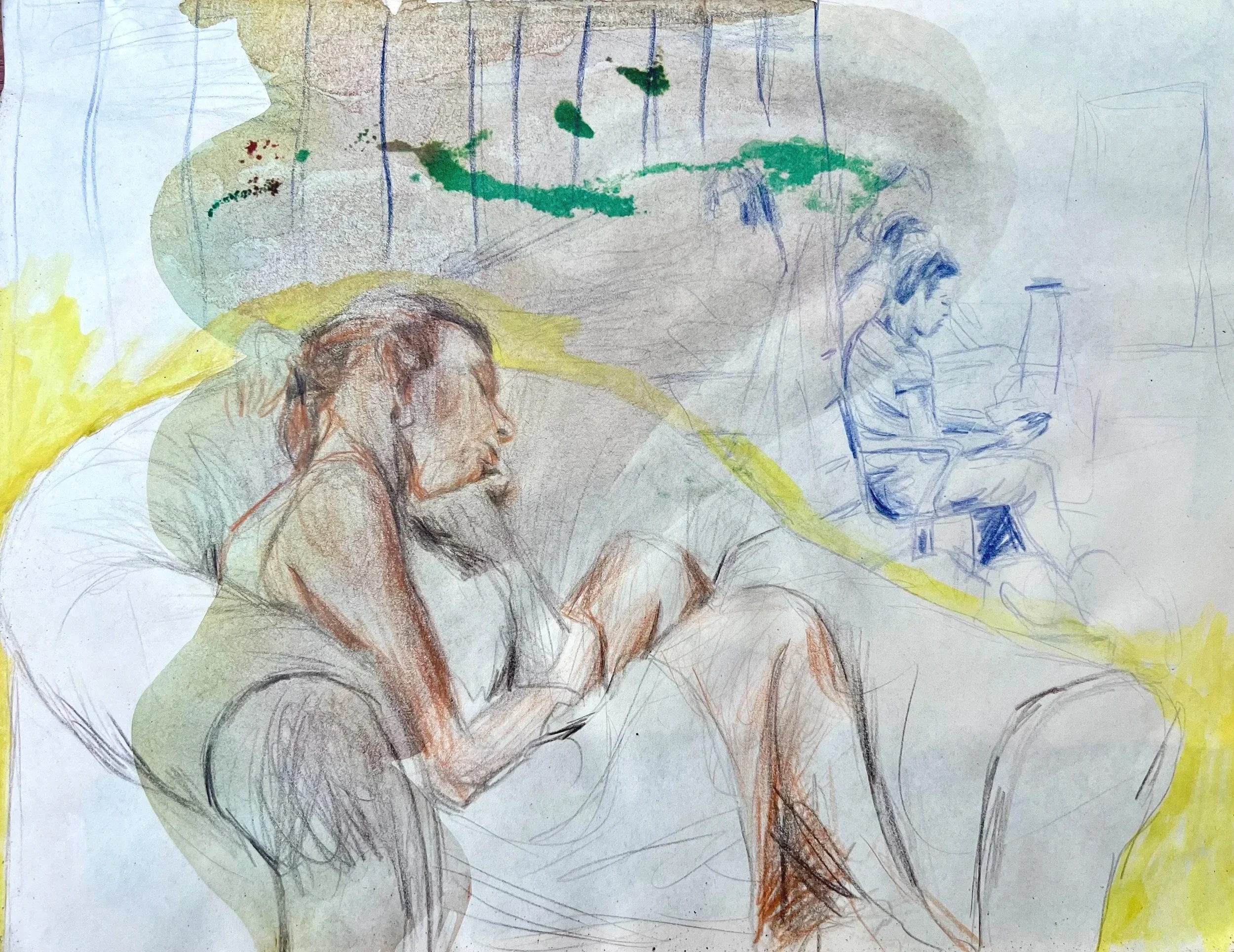 SOLD Mother Trauma, Watercolour and coloured pencil on paper, 21.5 x 28cm, $60.00
