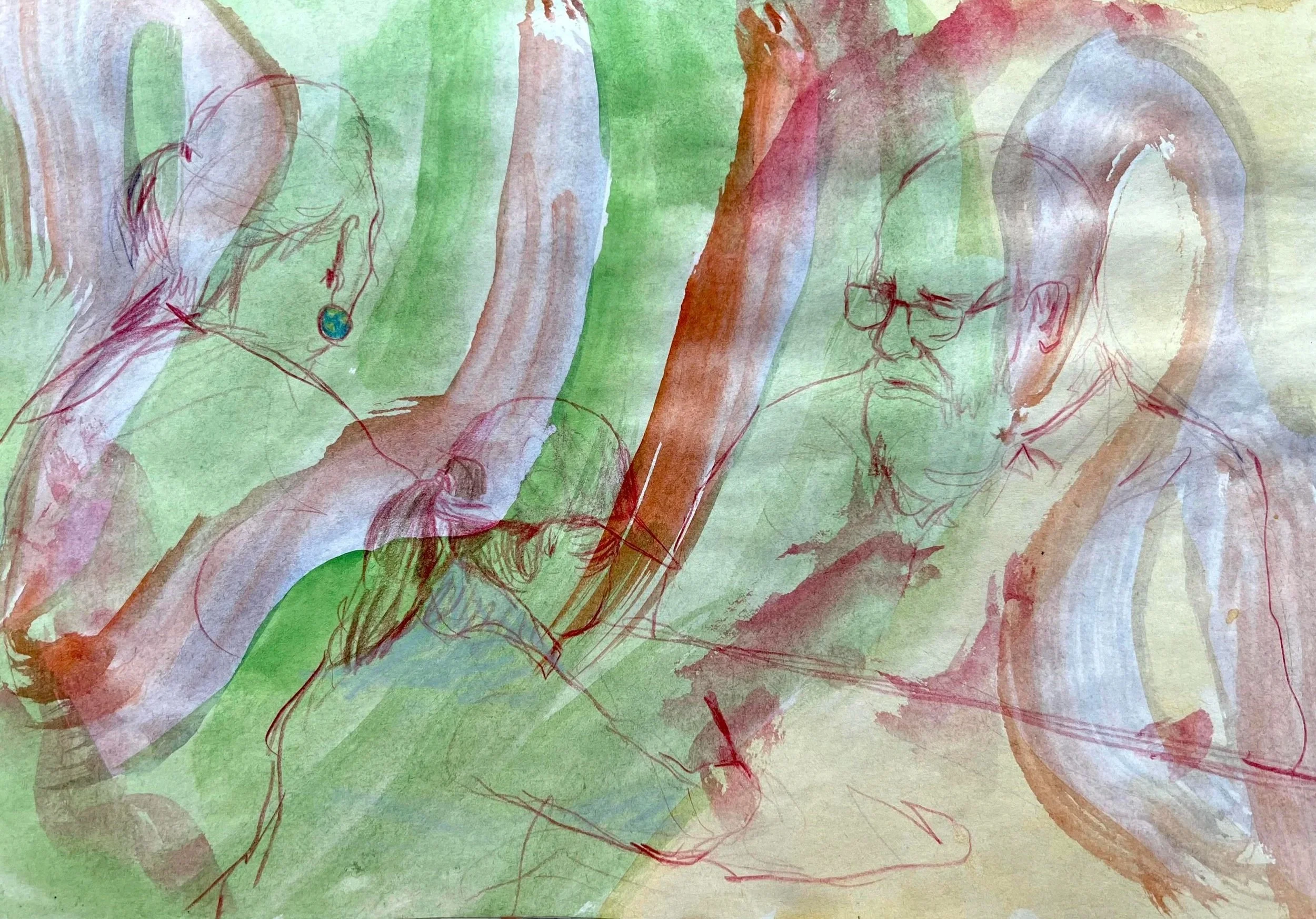 Friends of the Earth (Lutrawita Cafe), 2023, Watercolour and coloured pencil on paper, 21.5 x 28cm, $60.00