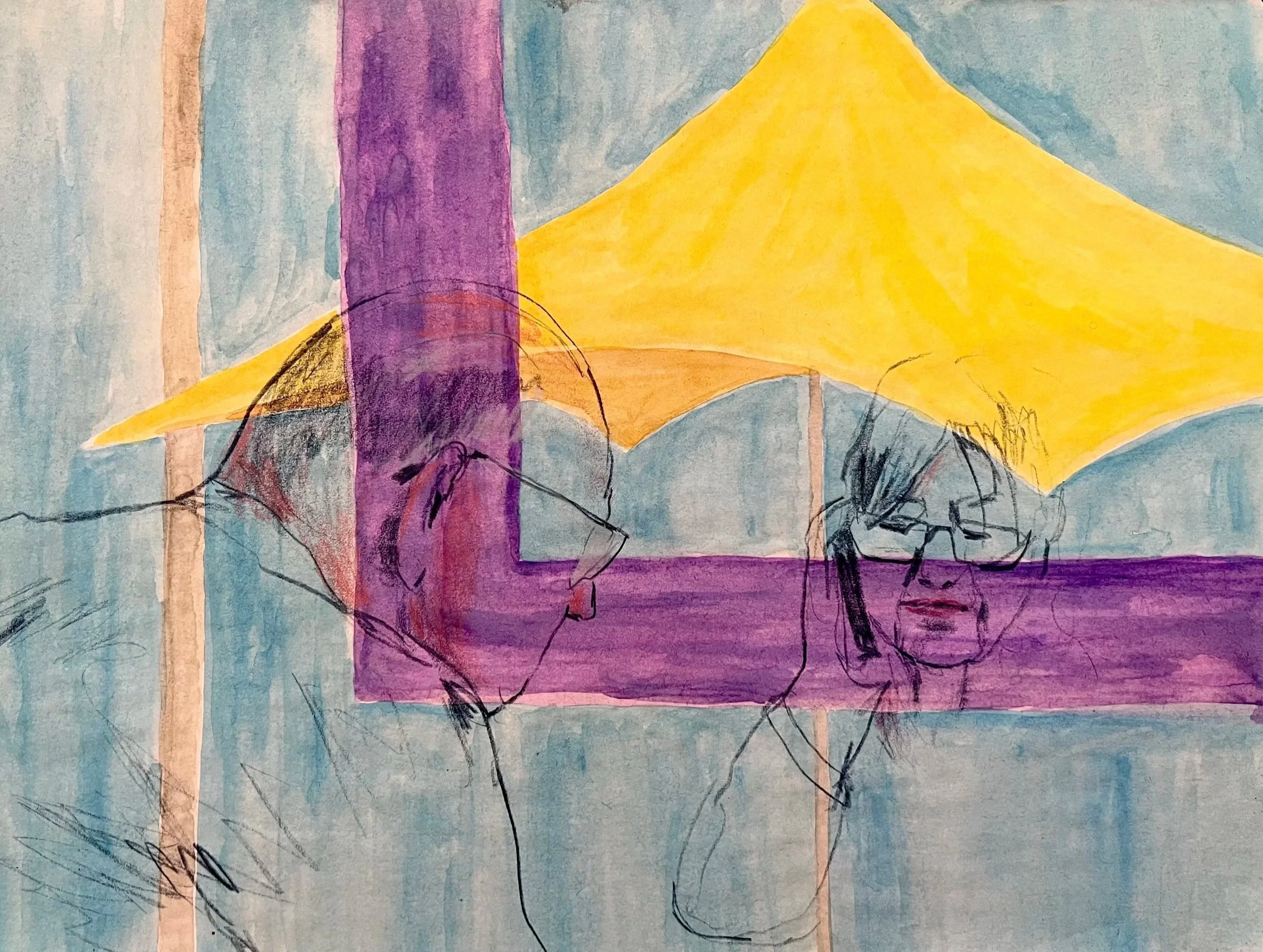 Surplus Want, 2024, Watercolour and coloured pencil on paper, 21.5 x 28cm, $60.00