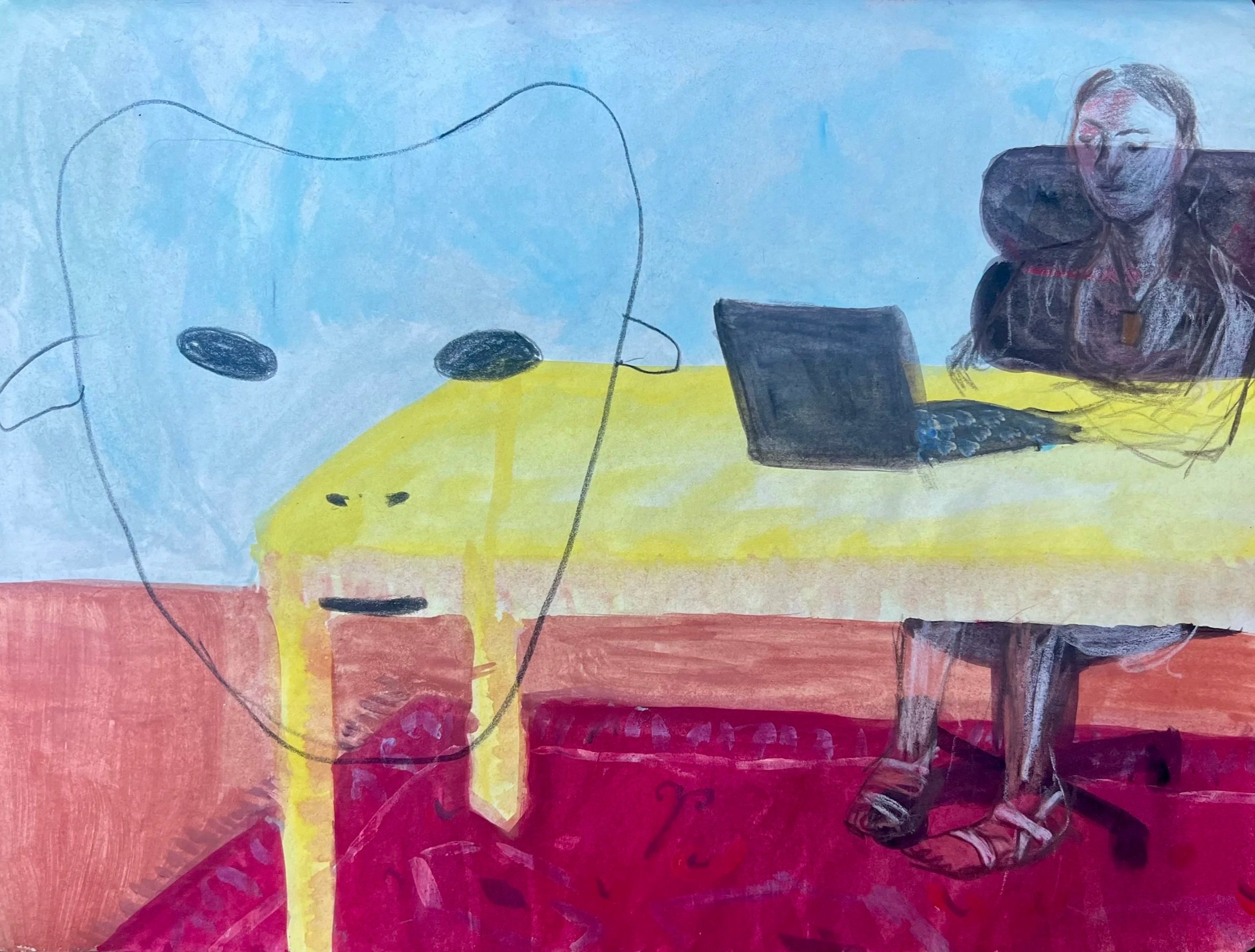 The Mask Is With Me, 2025, Watercolour on paper, 21.5 x 28cm, $60.00