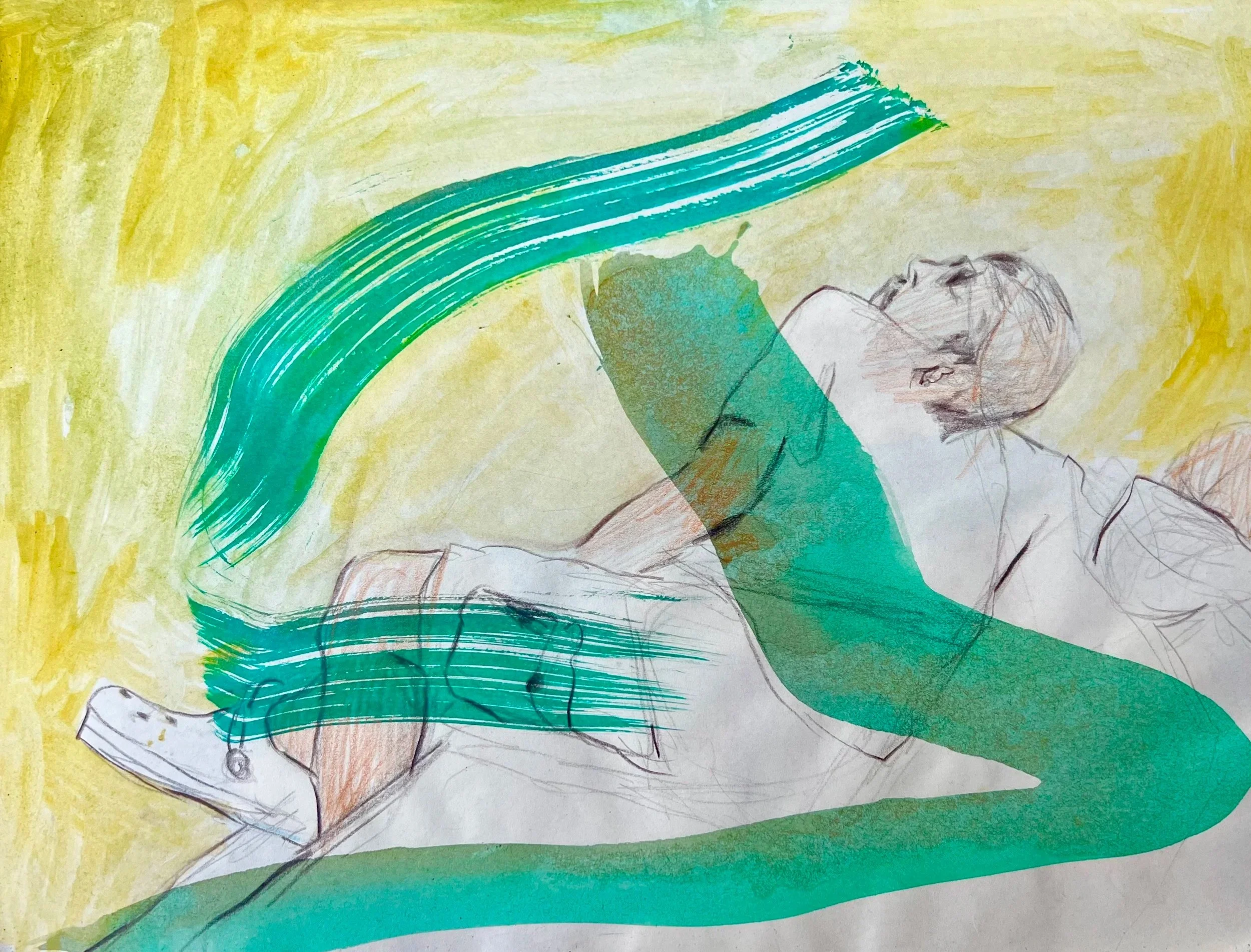 Nap, Watercolour and coloured pencil on paper, 21.5 x 28cm, $60.00